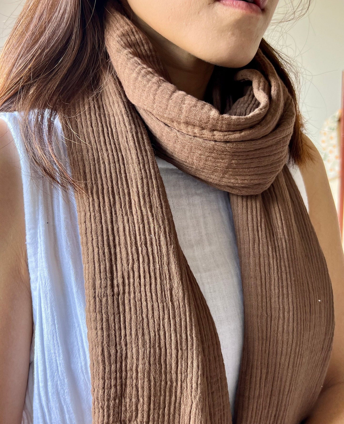 Gauze Scarf | Cotton Fiber Wrap | Lightweight Scarf | Soft Muslin Cotton Shawl | Long Scarf Wrap | Bridesmaid Gift | Summer Scarf