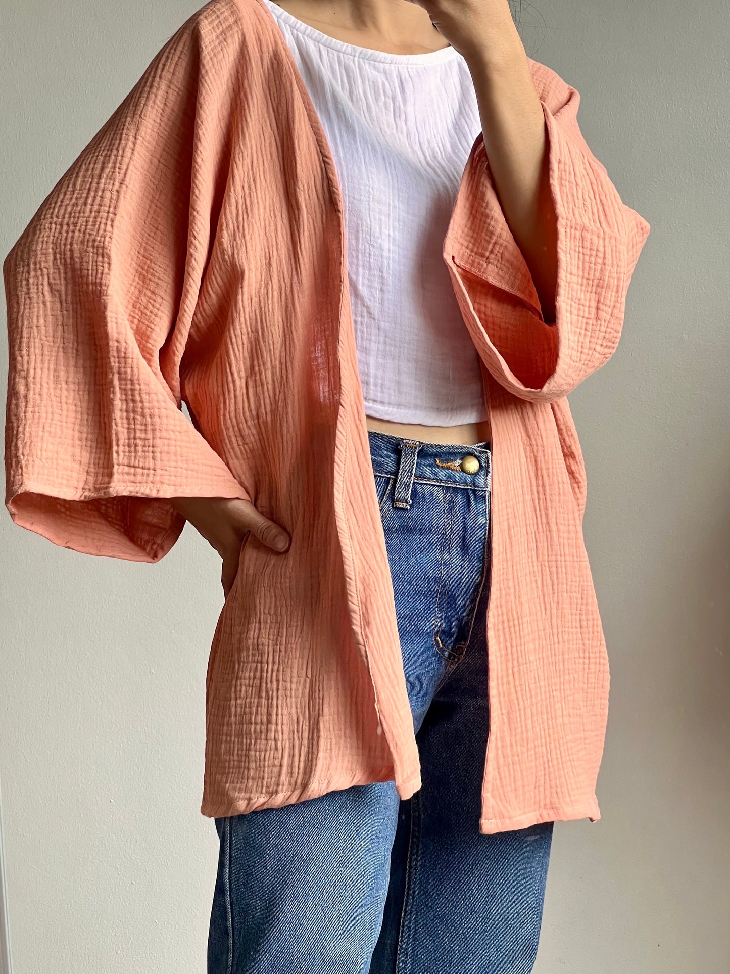 Muslin Double Gauze Cardigan Loose Cover Up
