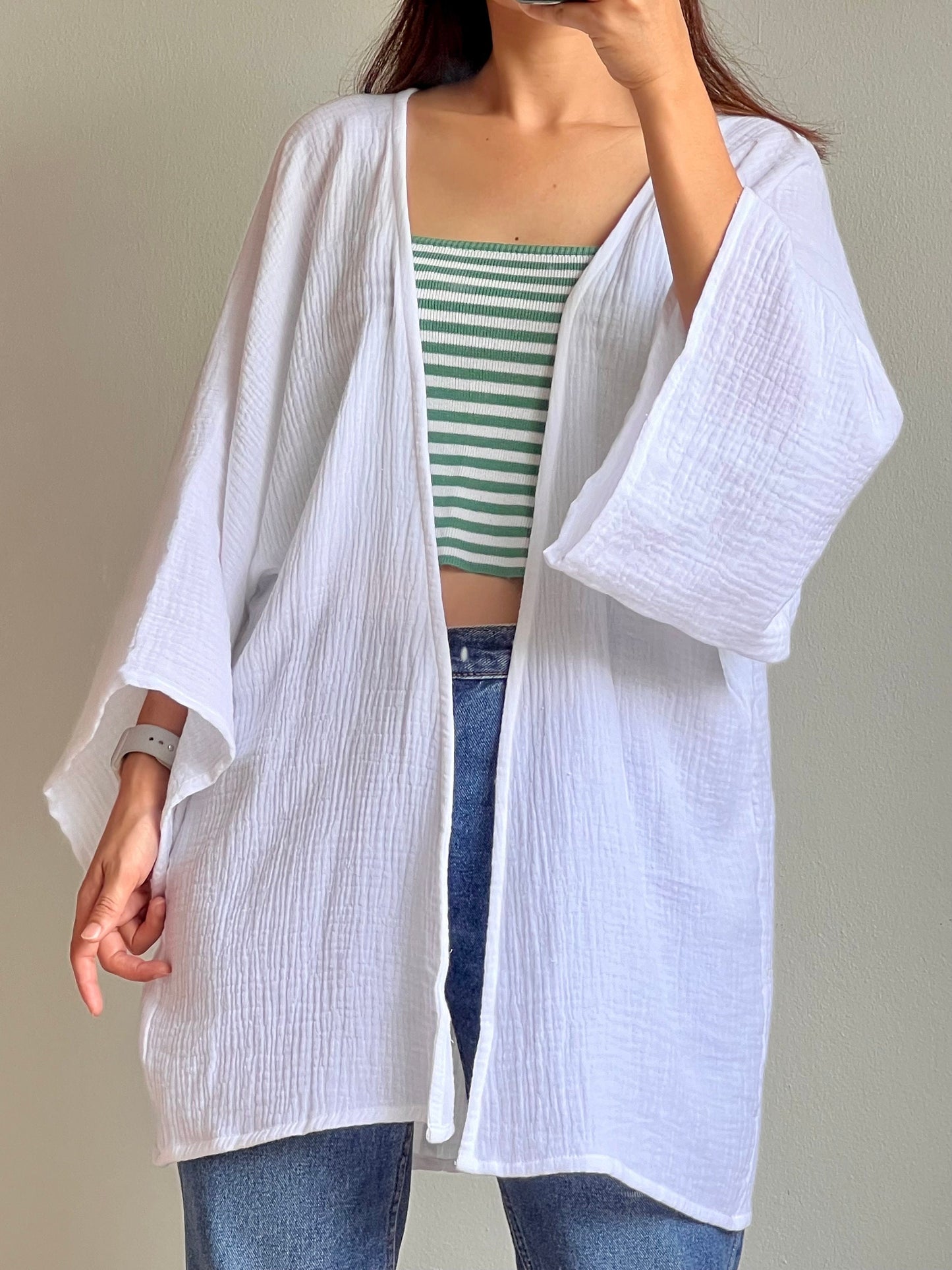 Muslin Double Gauze Cardigan Loose Cover Up