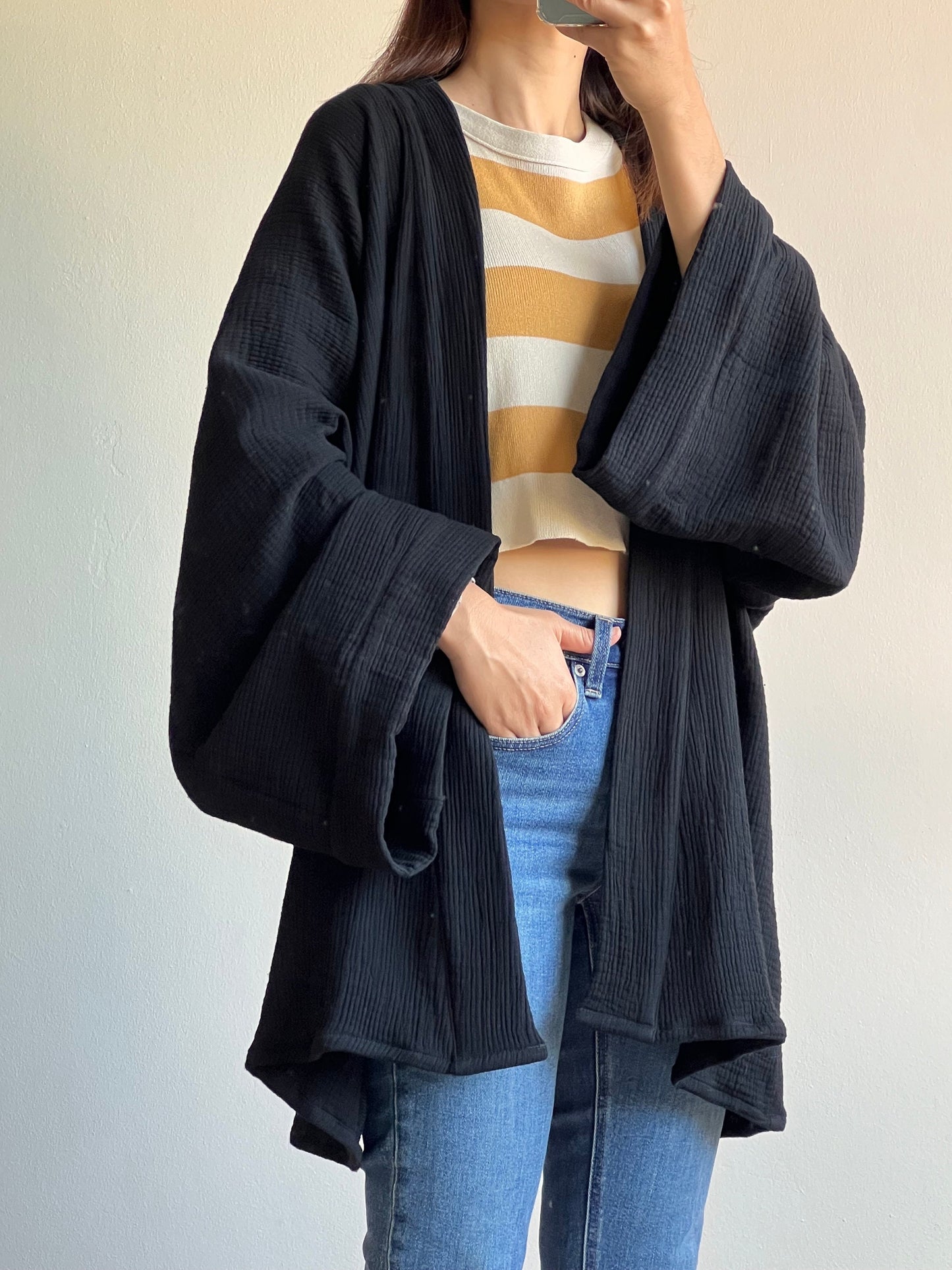 Triple Gauze Kimono | Muslin Kimono Jacket | Beach Cover Up | Morning Bathrobe | Muslin Coat | Cotton Wrap Robe | Bridesmaid Gift