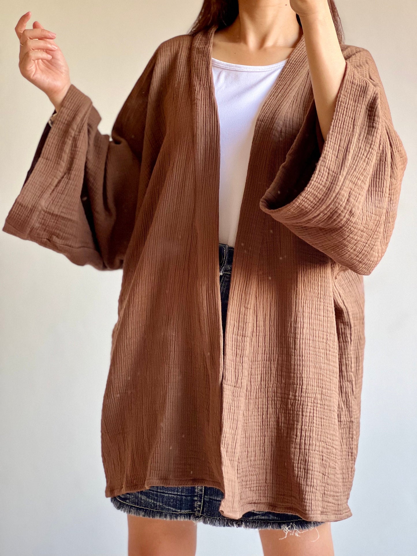 Triple Gauze Kimono | Muslin Kimono Jacket | Beach Cover Up | Morning Bathrobe | Muslin Coat | Cotton Wrap Robe | Bridesmaid Gift