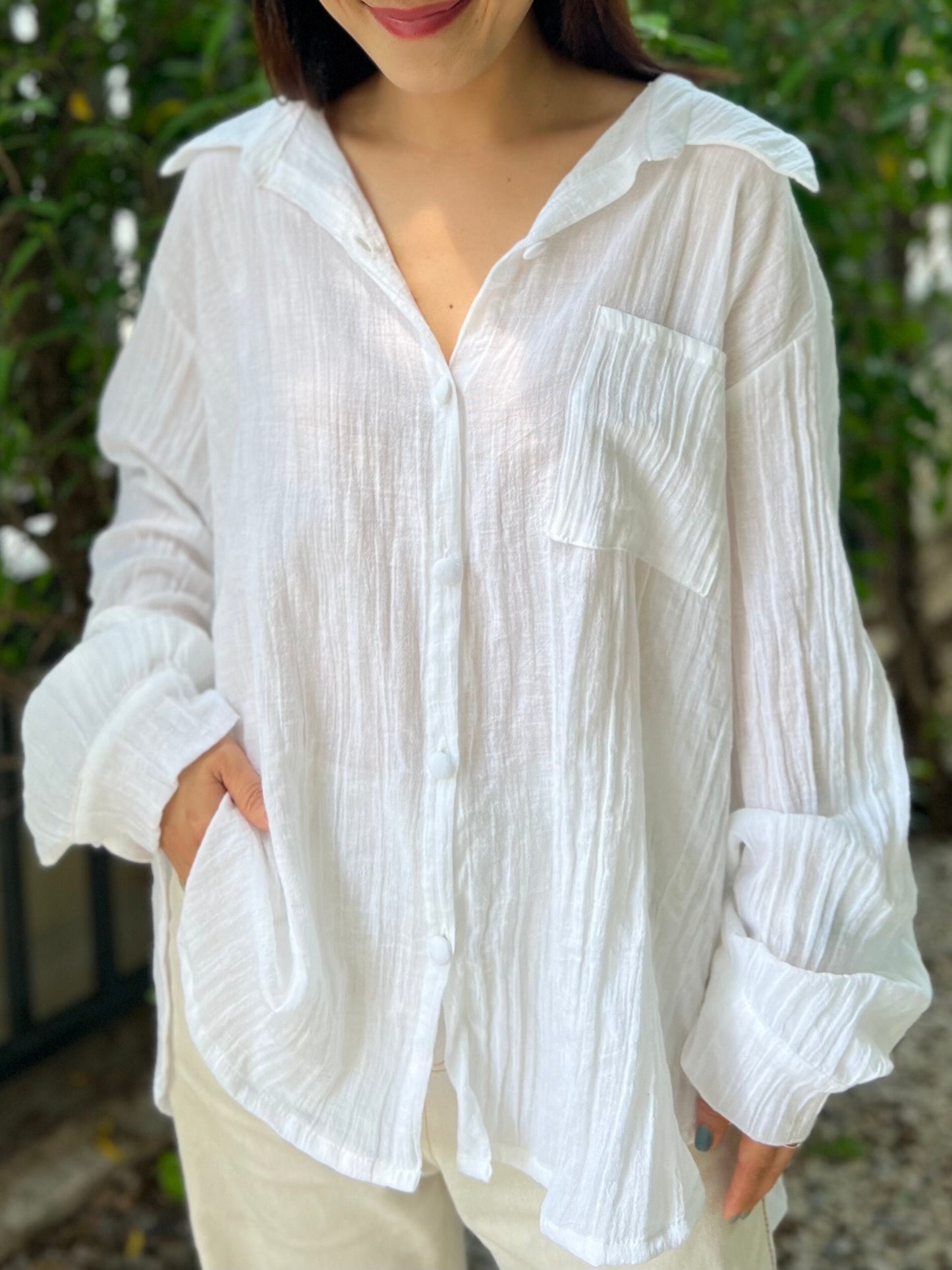 Muslin Double Gauze Blouse | Cotton Loose Fit Shirt | Summer Shirt | Beach Wear | Swimsuit Cover