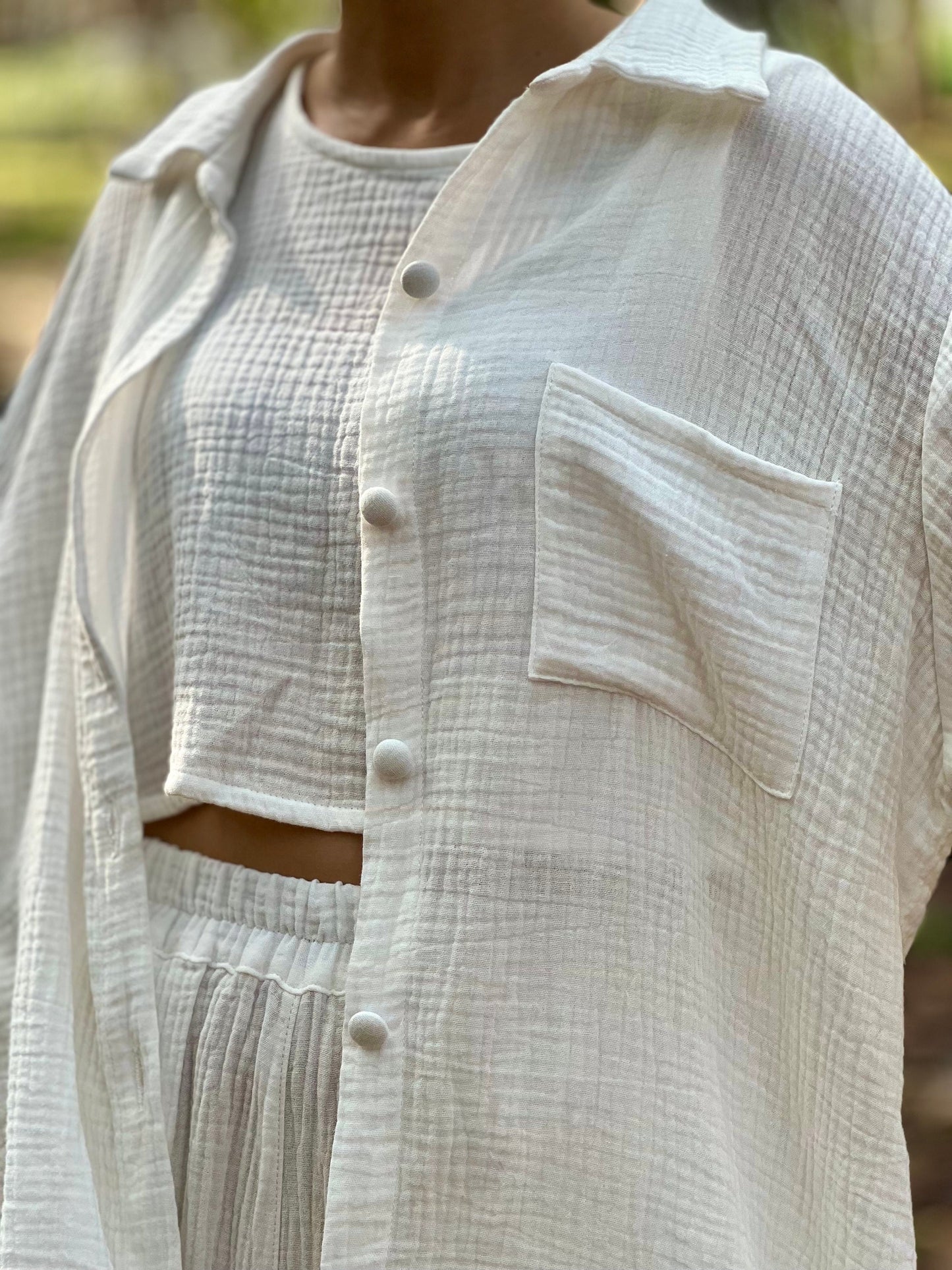 Womens Double Gauze Muslin Top and Pants Set - Loungeware