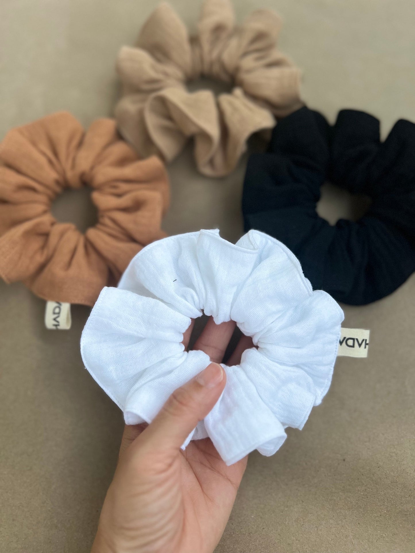Set of 4 - Double Gauze Scrunchie/Spring Summer accessories /Muslin Scrunchie
