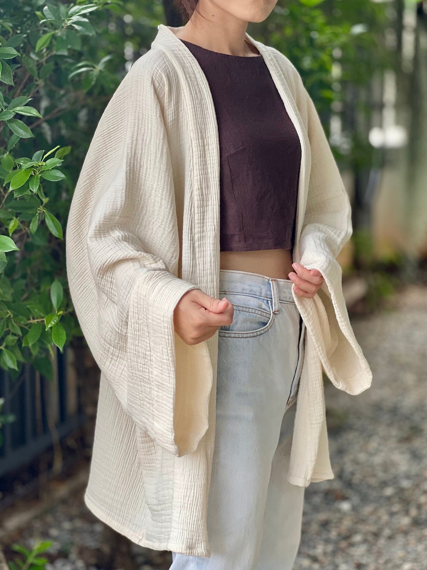 Triple Gauze Kimono | Muslin Kimono Jacket | Beach Cover Up | Morning Bathrobe | Muslin Coat | Cotton Wrap Robe | Bridesmaid Gift