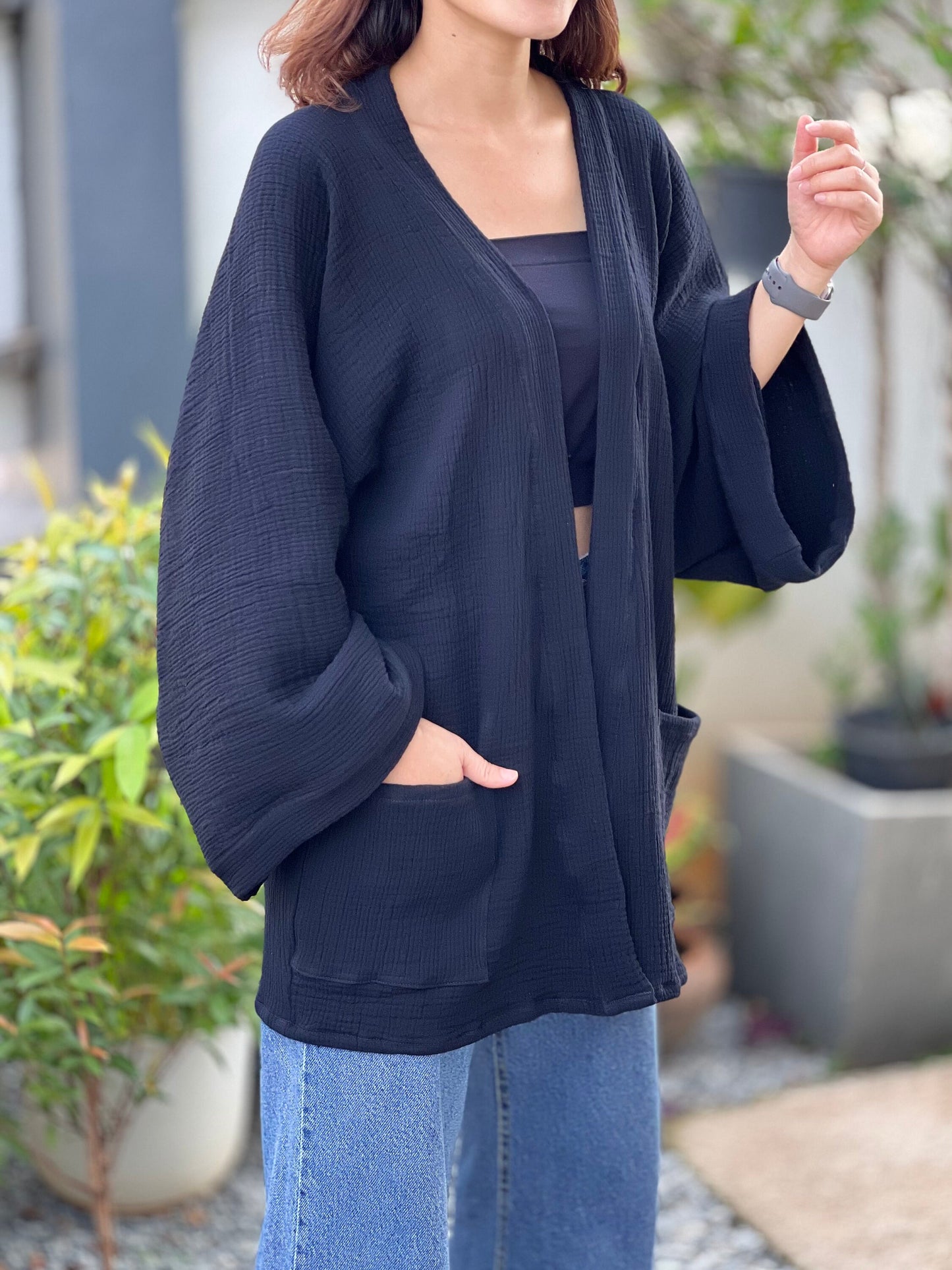 Triple Gauze Kimono | Muslin Kimono Jacket | Beach Cover Up | Morning Bathrobe | Muslin Coat | Cotton Wrap Robe | Bridesmaid Gift