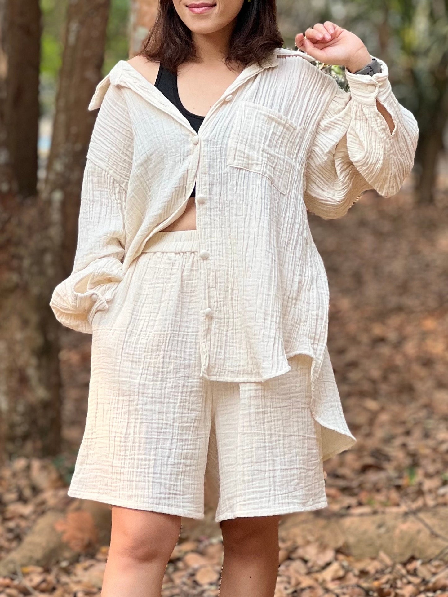 Womens Double Gauze Muslin Shorts - Loungeware