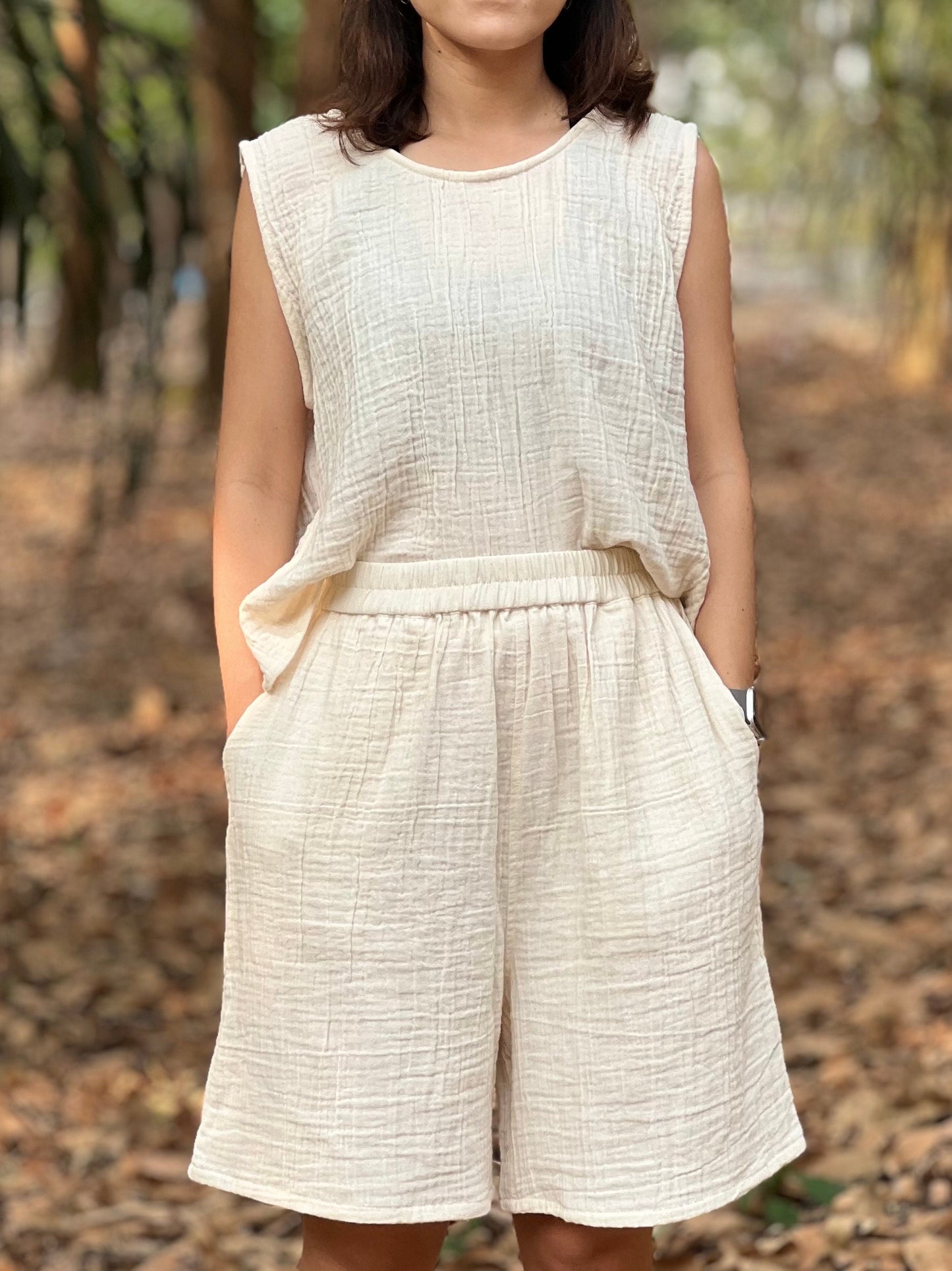 Womens Double Gauze Muslin Shorts - Loungeware