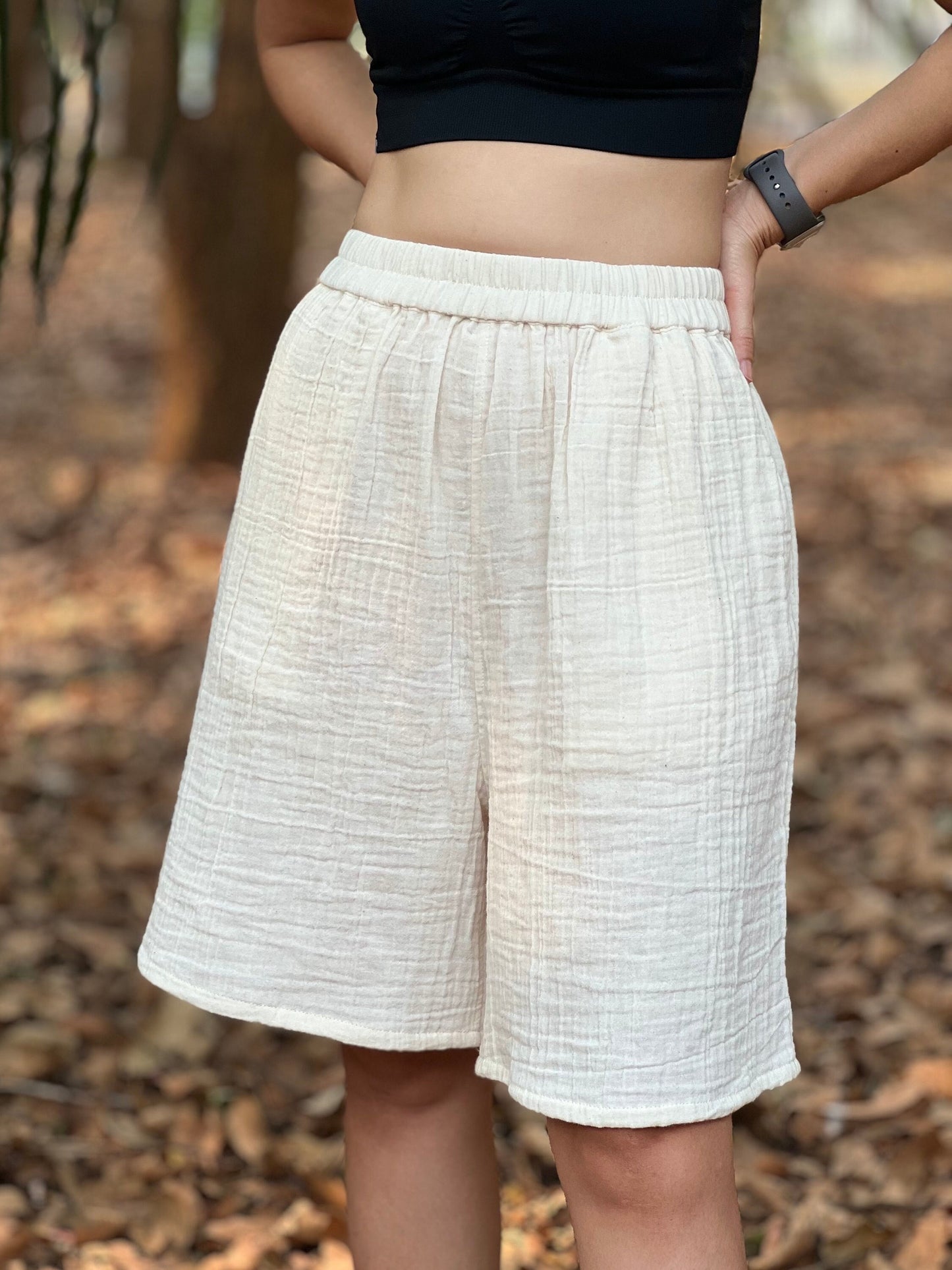 Womens Double Gauze Muslin Shorts - Loungeware