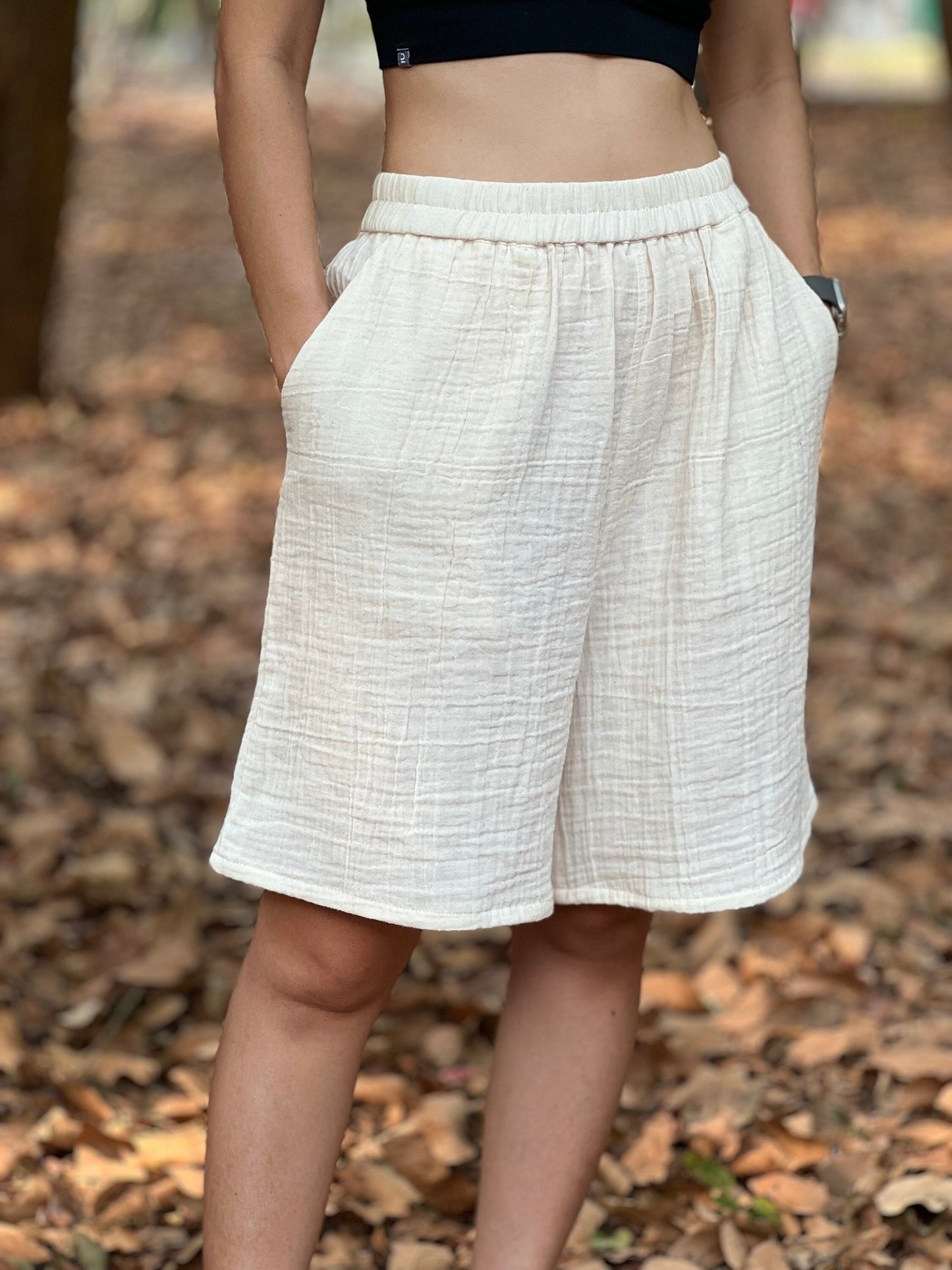 Womens Double Gauze Muslin Shorts - Loungeware