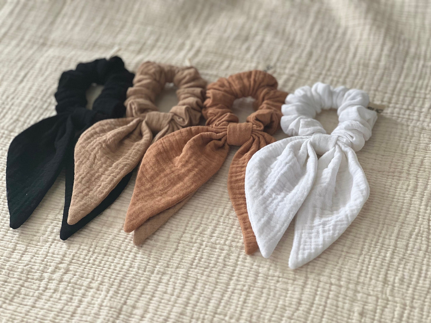 Set of 4 - Double Gauze Scrunchie/Spring Summer accessories /Muslin Scrunchie