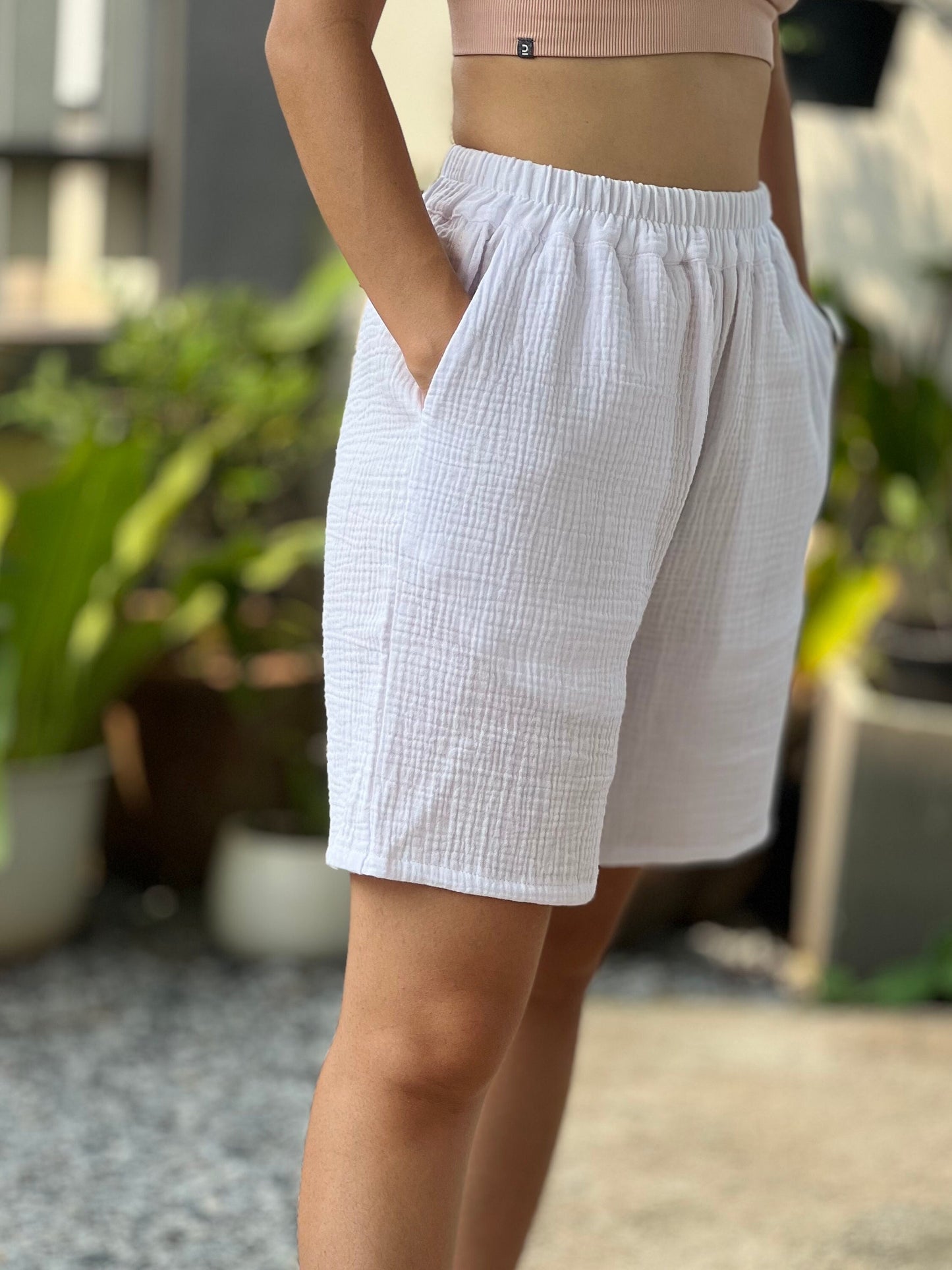 Womens Double Gauze Muslin Shorts - Loungeware