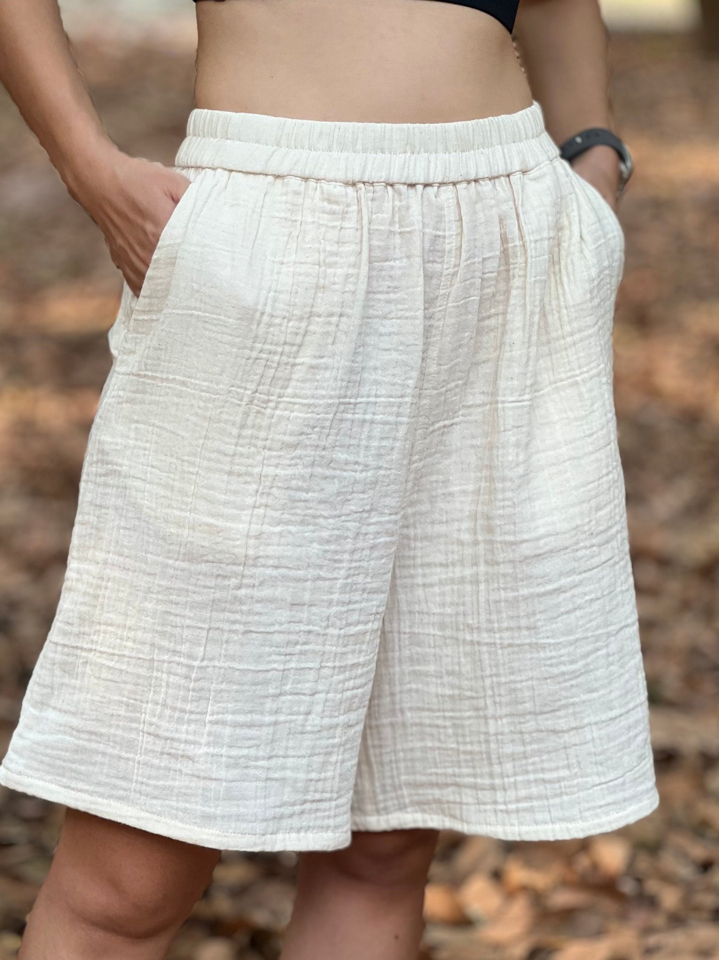 Womens Double Gauze Muslin Shorts - Loungeware