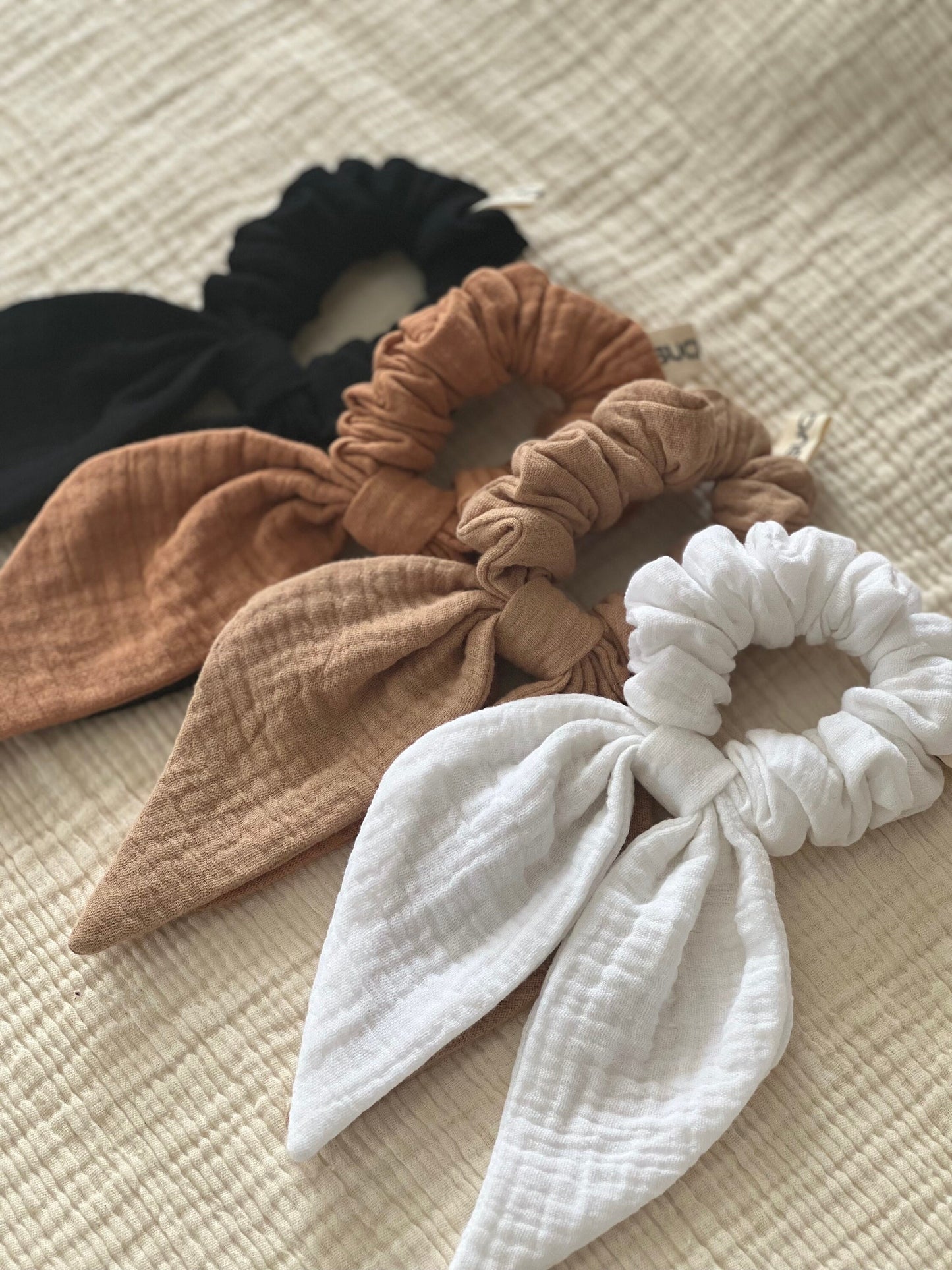 Set of 4 - Double Gauze Scrunchie/Spring Summer accessories /Muslin Scrunchie