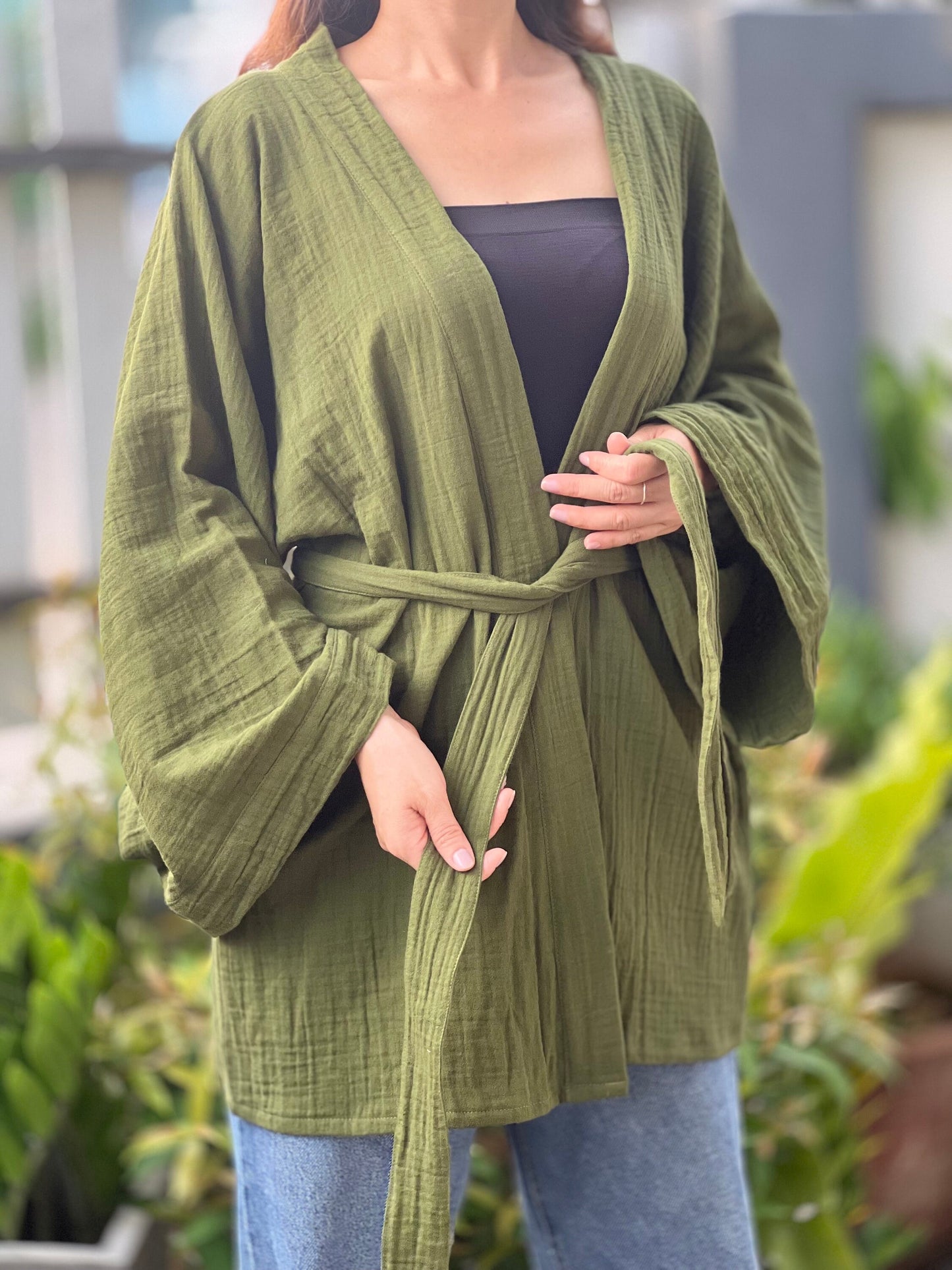 Muslin Double Gauze Kimono Loose Cover Up