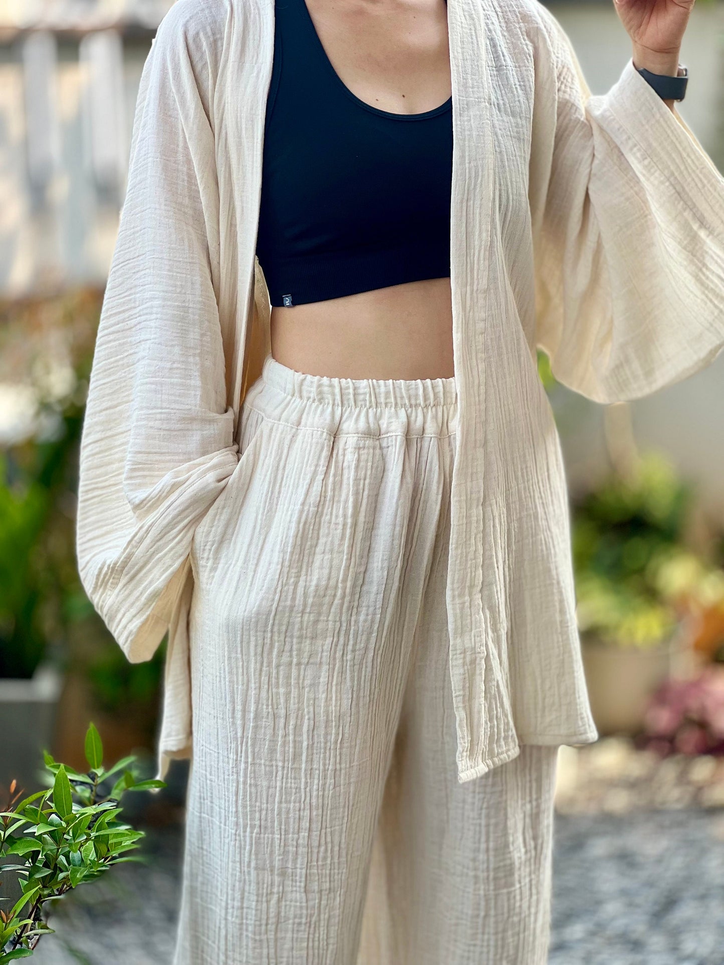 Muslin Double Gauze Kimono Loose Cover Up