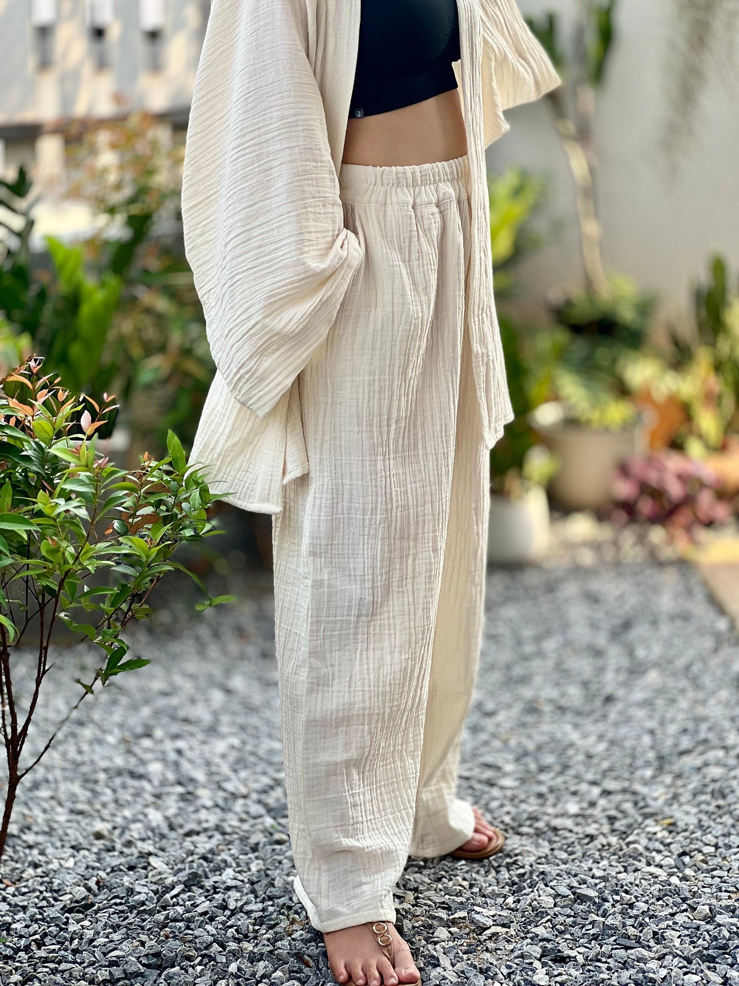 Womens Double Gauze Muslin Pants - Loungeware