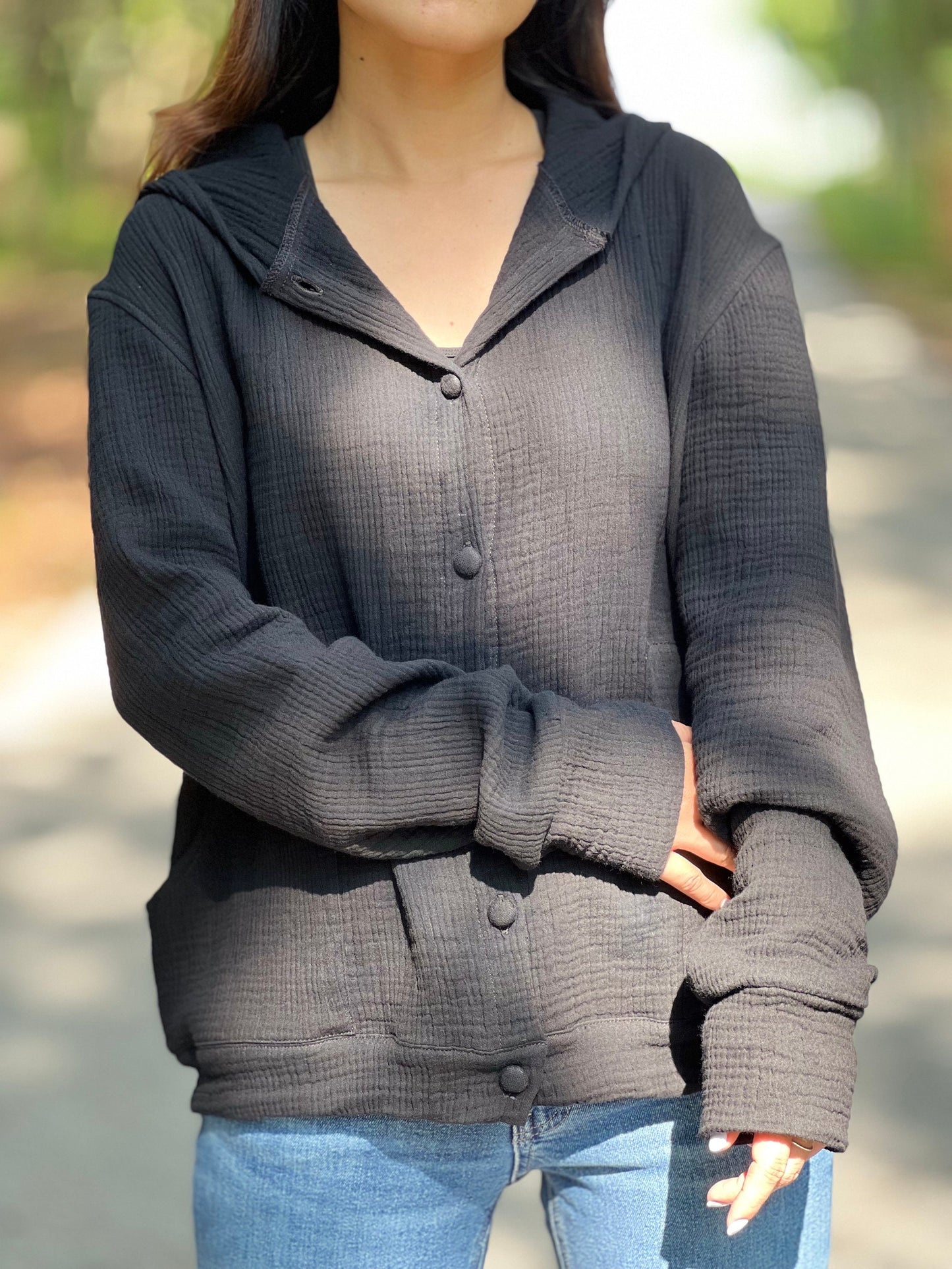 Muslin Hoodie | Triple Gauze Jacket | Resort Wear Outfit | Long Sleeve Top | Hooded Kimono Jacket | Cotton Muslin Shirt | Womens Loungewear