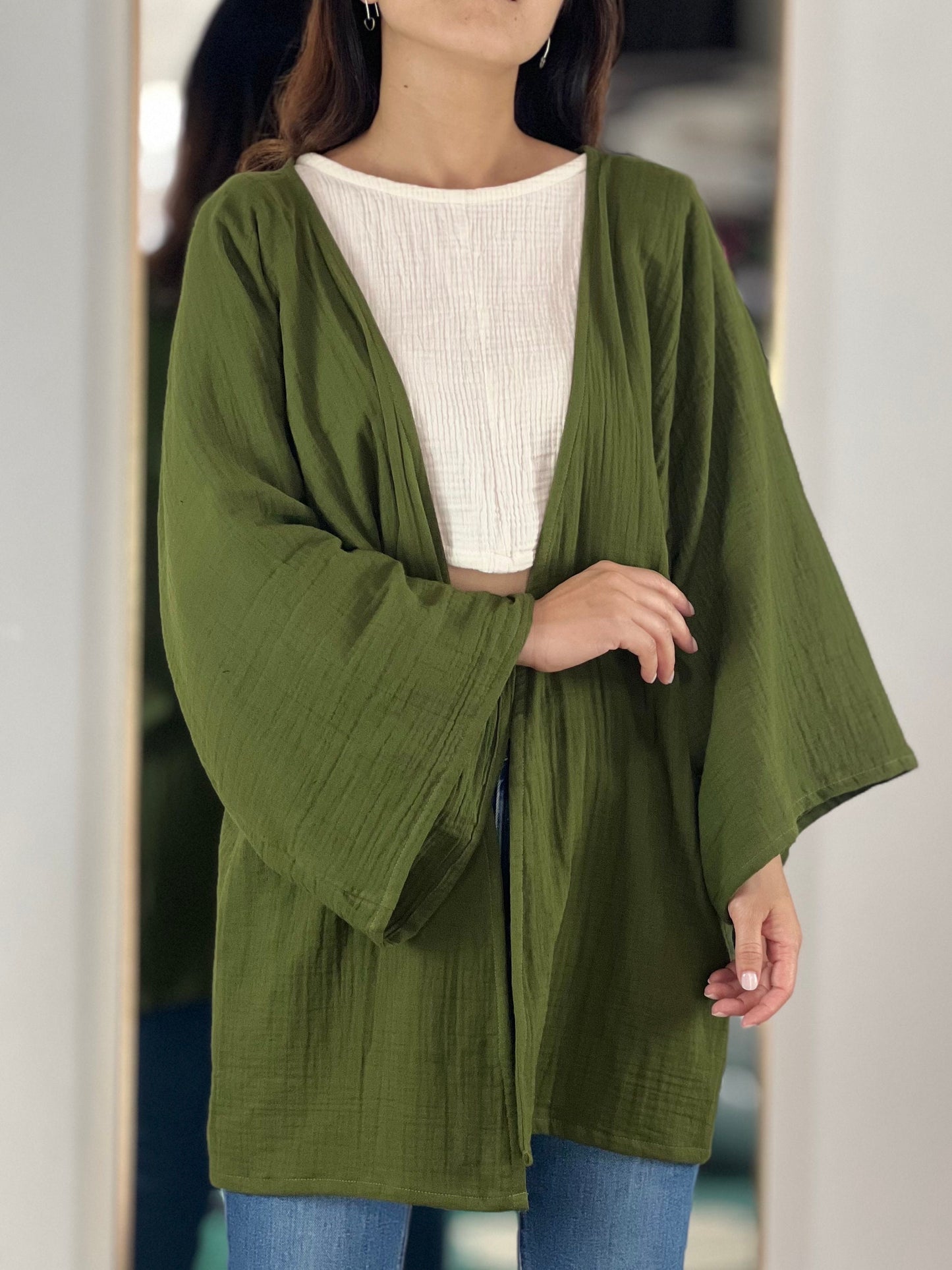 Muslin Double Gauze Cardigan Loose Cover Up