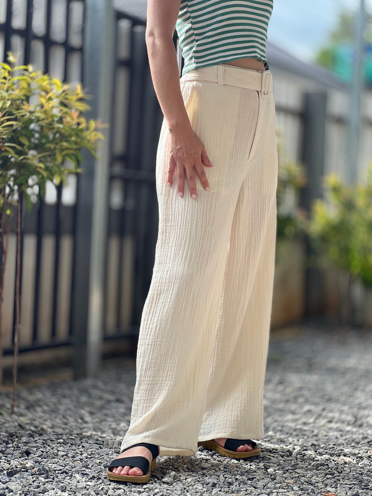 Gauze Muslin Pants | Cotton Pants | Womens Pants with Belt | Wide Leg Pants | Luxury Boho Pants | Muslin Maxi Pants | Loose Gauze Trousers