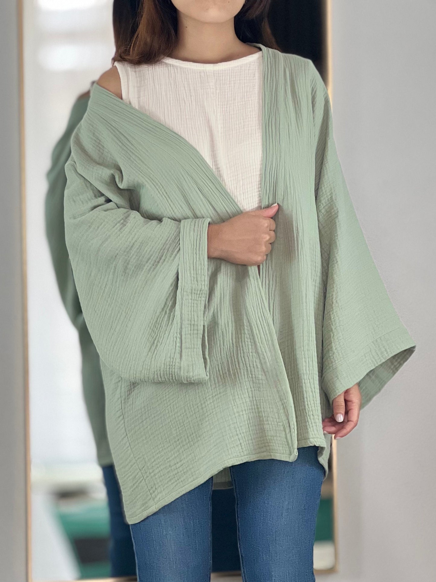 Muslin Double Gauze Kimono Loose Cover Up