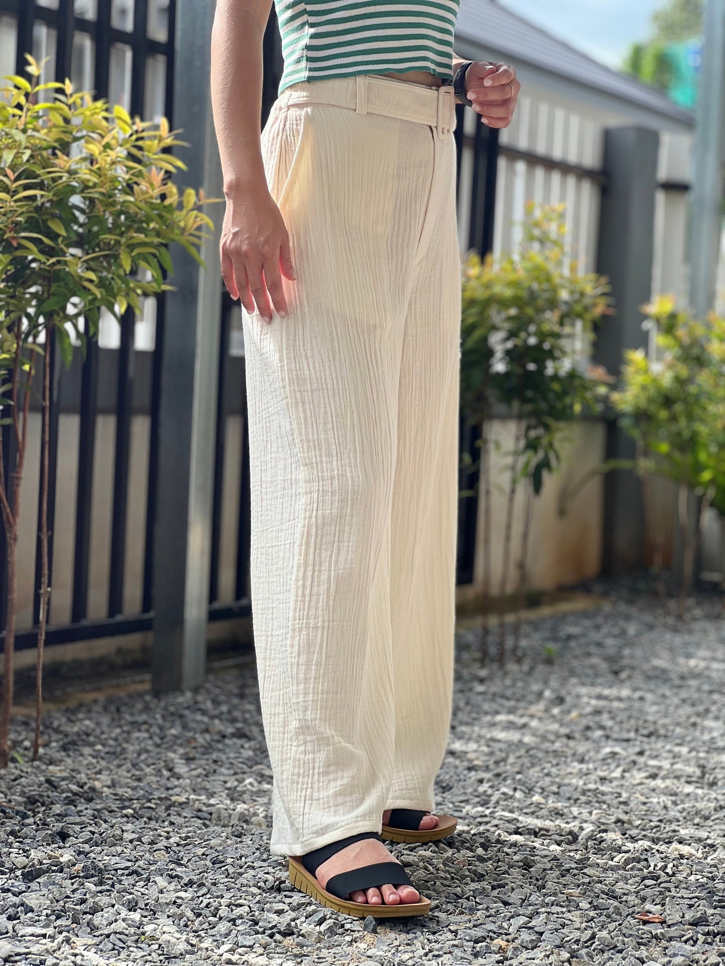 Gauze Muslin Pants | Cotton Pants | Womens Pants with Belt | Wide Leg Pants | Luxury Boho Pants | Muslin Maxi Pants | Loose Gauze Trousers