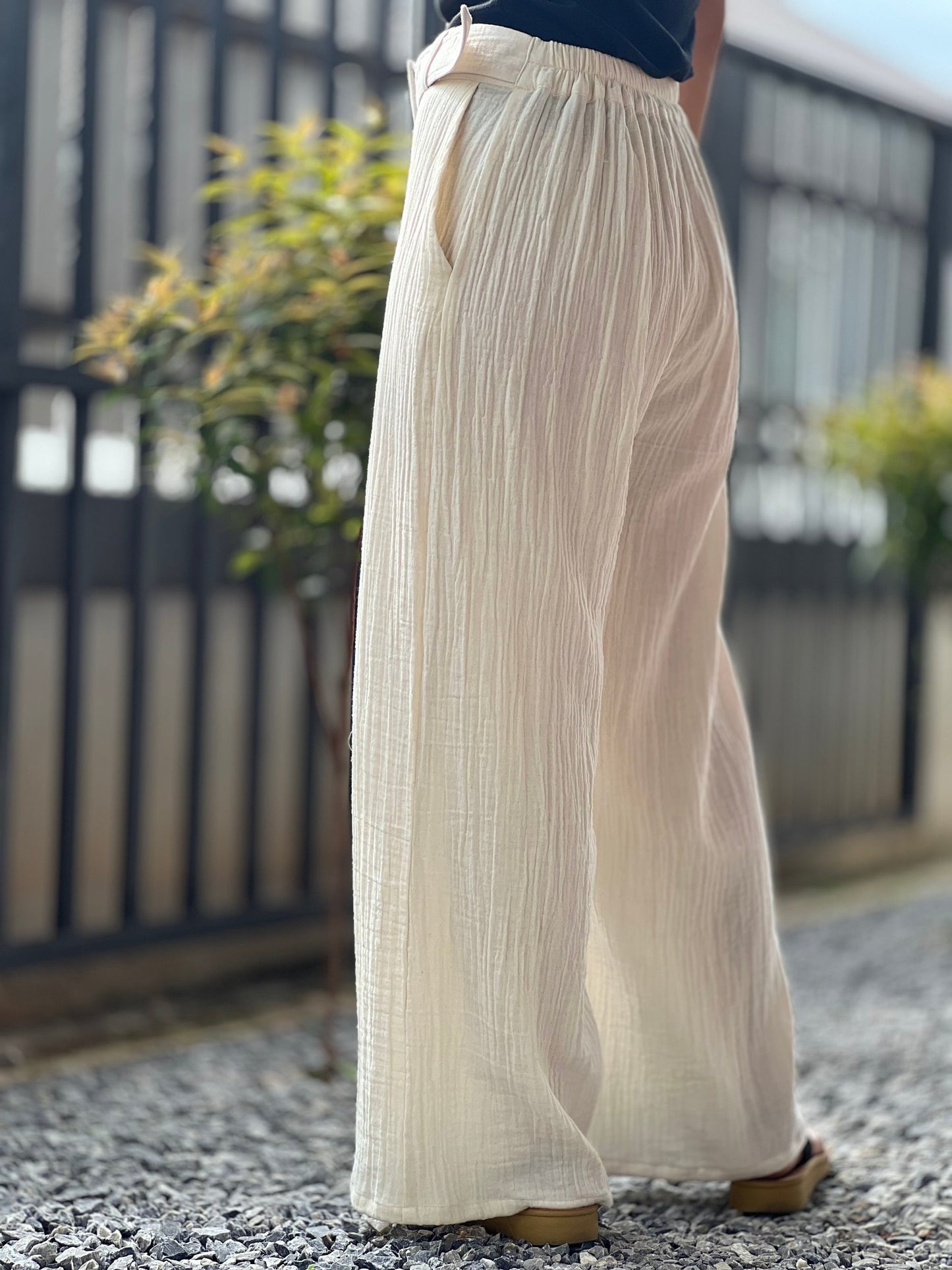 Gauze Muslin Pants | Cotton Pants | Womens Pants with Belt | Wide Leg Pants | Luxury Boho Pants | Muslin Maxi Pants | Loose Gauze Trousers