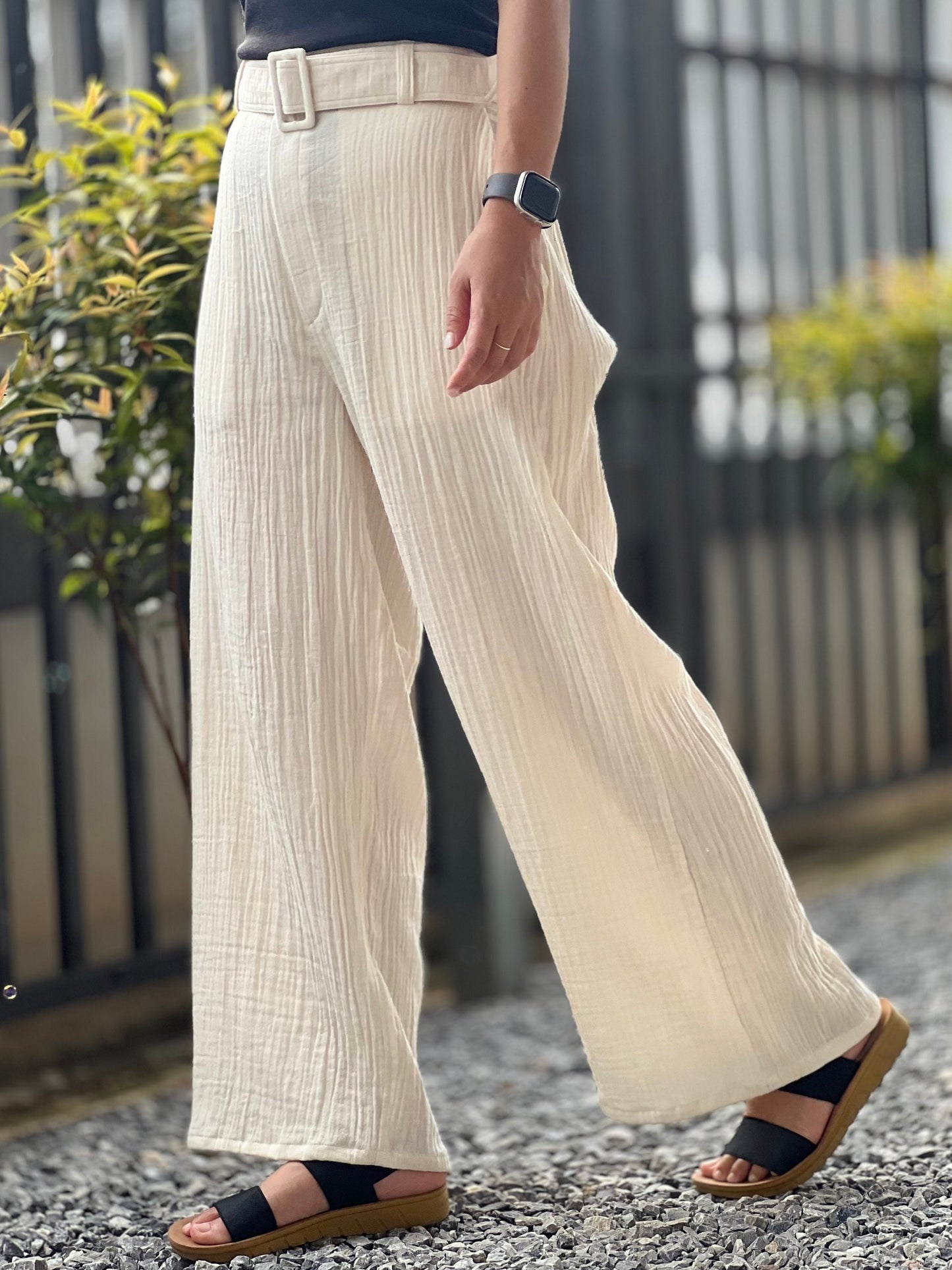 Gauze Muslin Pants | Cotton Pants | Womens Pants with Belt | Wide Leg Pants | Luxury Boho Pants | Muslin Maxi Pants | Loose Gauze Trousers