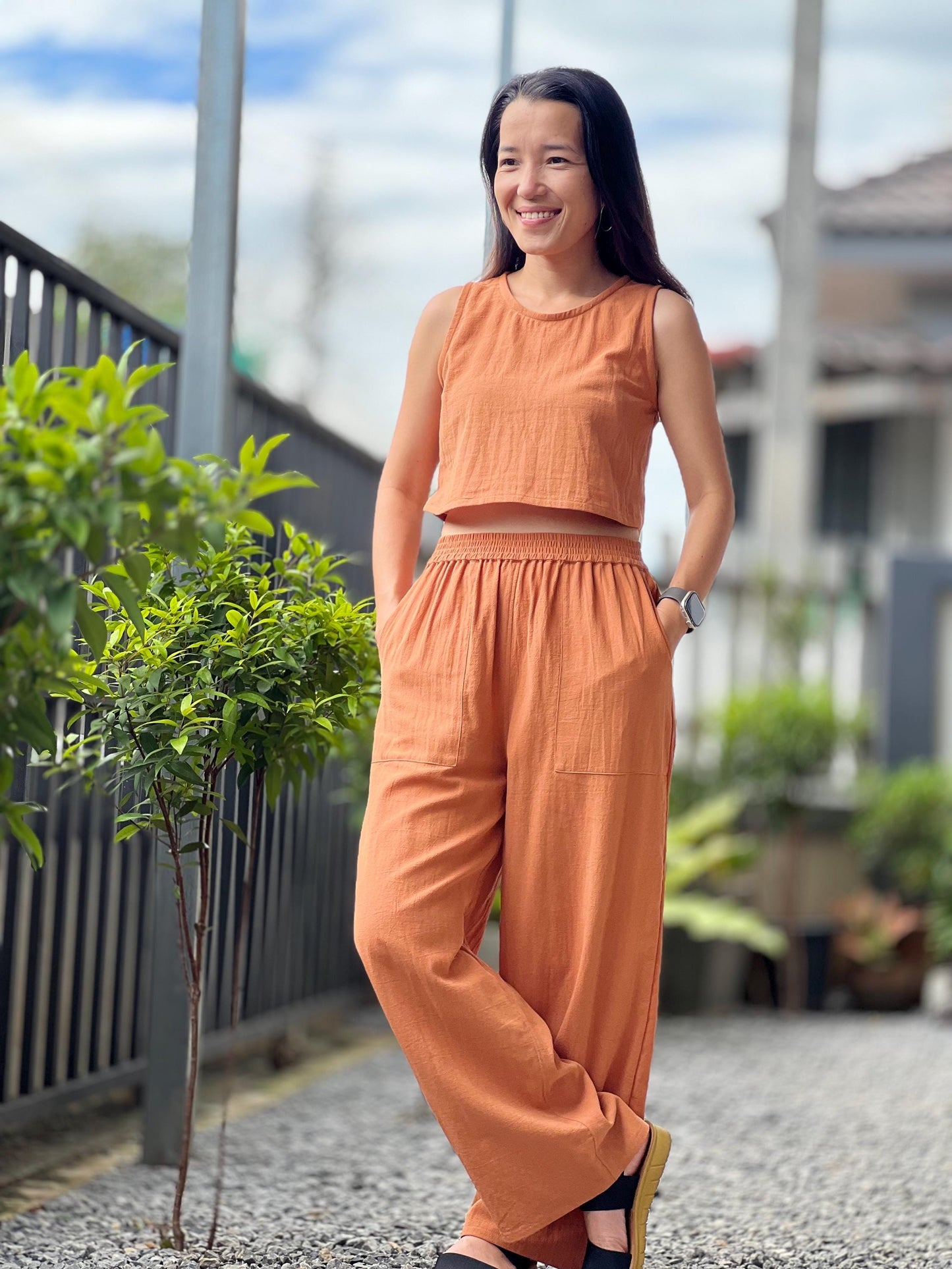 Cotton Sleeveless Crop Top Tank Blouse
