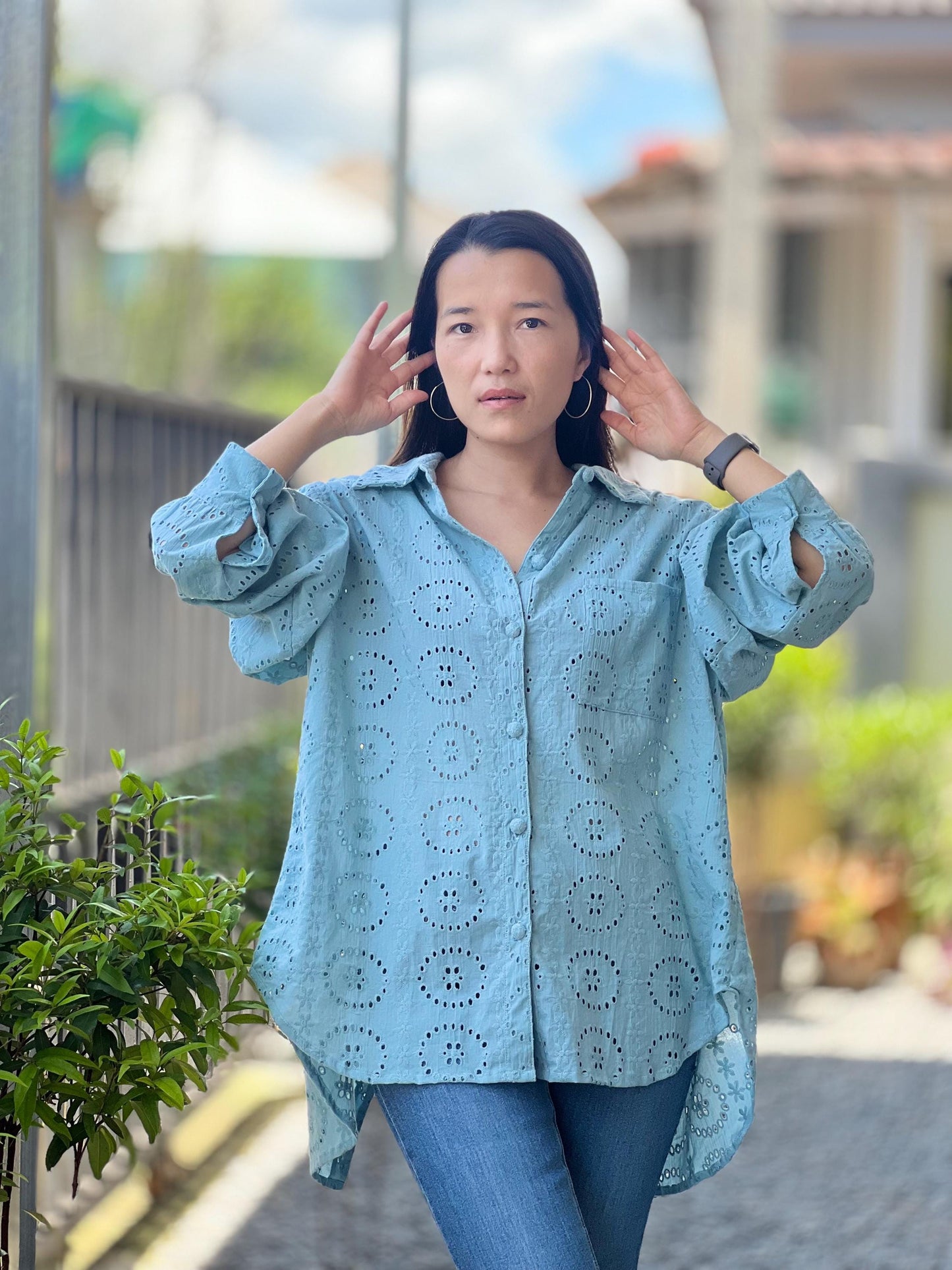 Embroidered Cotton Blouse | Cotton Loose Fit Shirt