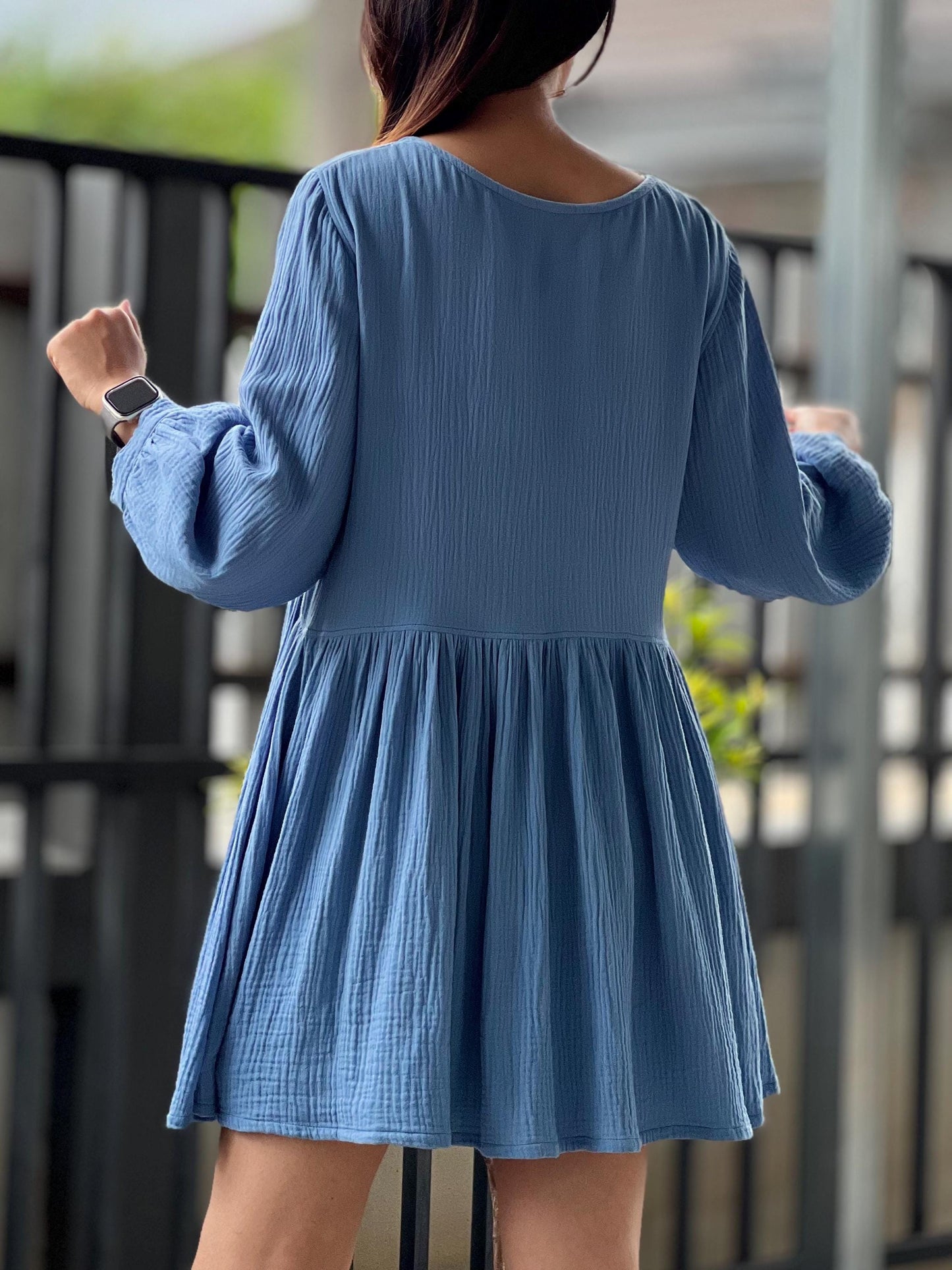 Muslin Double Gauze Dress | Cotton Cottagecore Short Dress