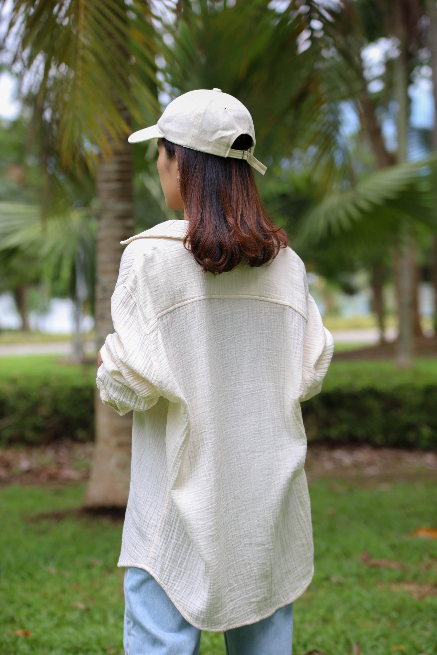 Double Gauze Loose-Fitting Long Sleeve Blouse