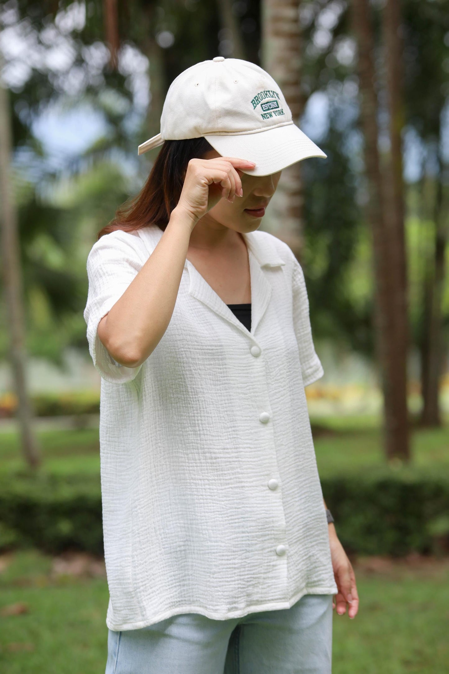 Double Gauze Short Sleeve Hawaiian Collar Blouse