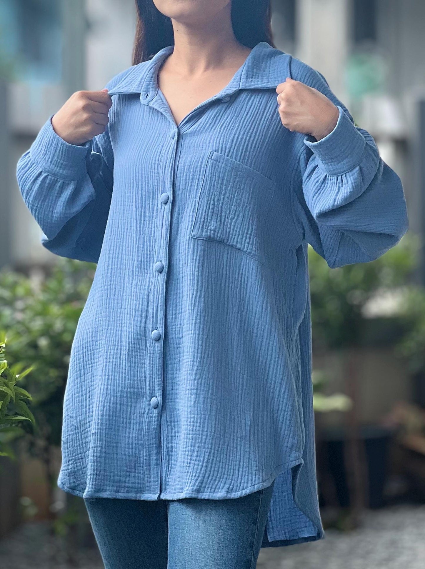 Muslin Double Gauze Blouse | Cotton Loose Fit Shirt | Summer Shirt | Beach Wear | Swimsuit Cover