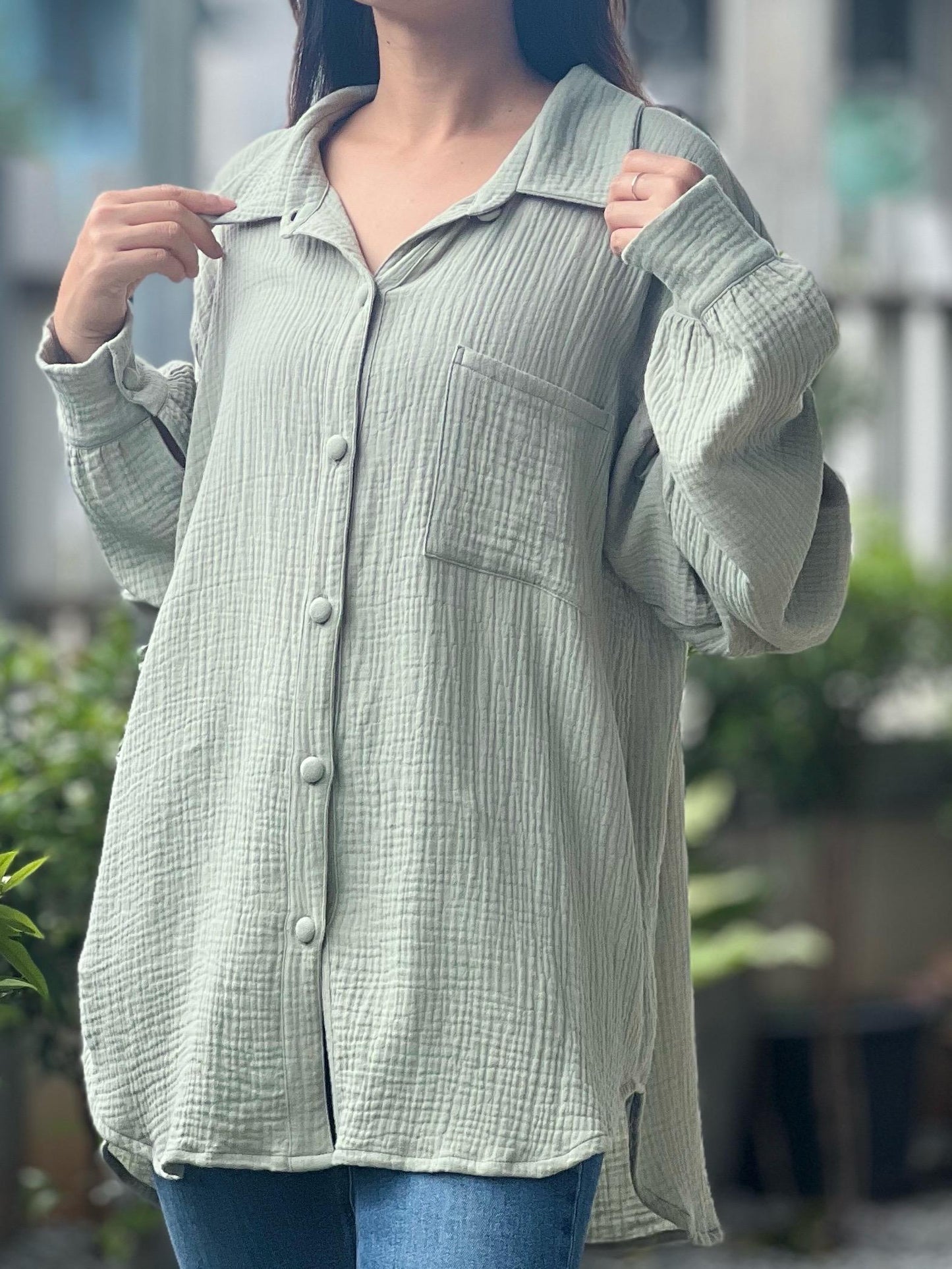 Muslin Double Gauze Blouse | Cotton Loose Fit Shirt | Summer Shirt | Beach Wear | Swimsuit Cover