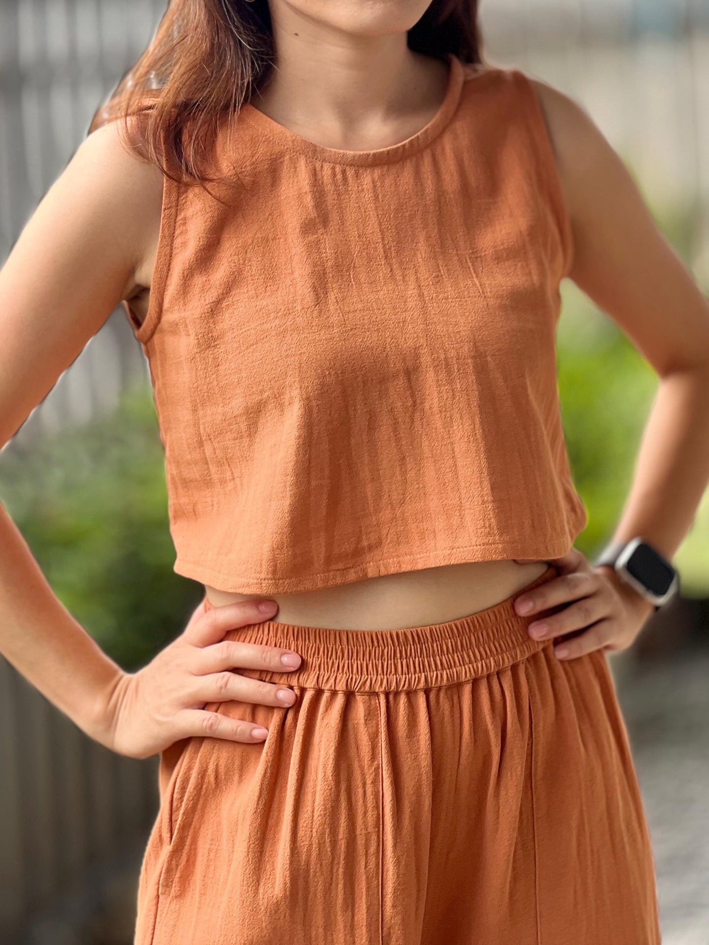 Cotton Sleeveless Crop Top Tank Blouse