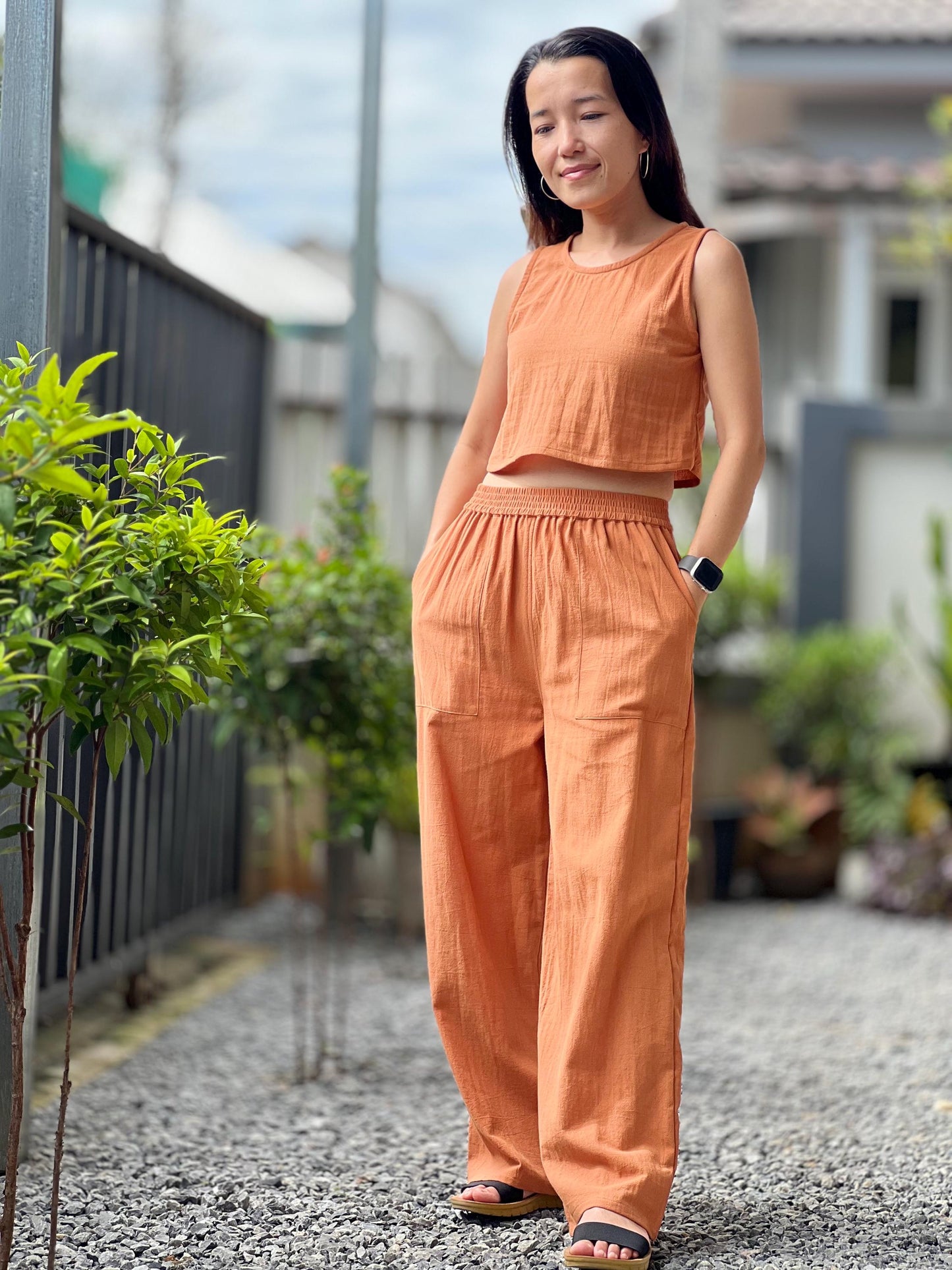 Cotton Sleeveless Crop Top Tank Blouse