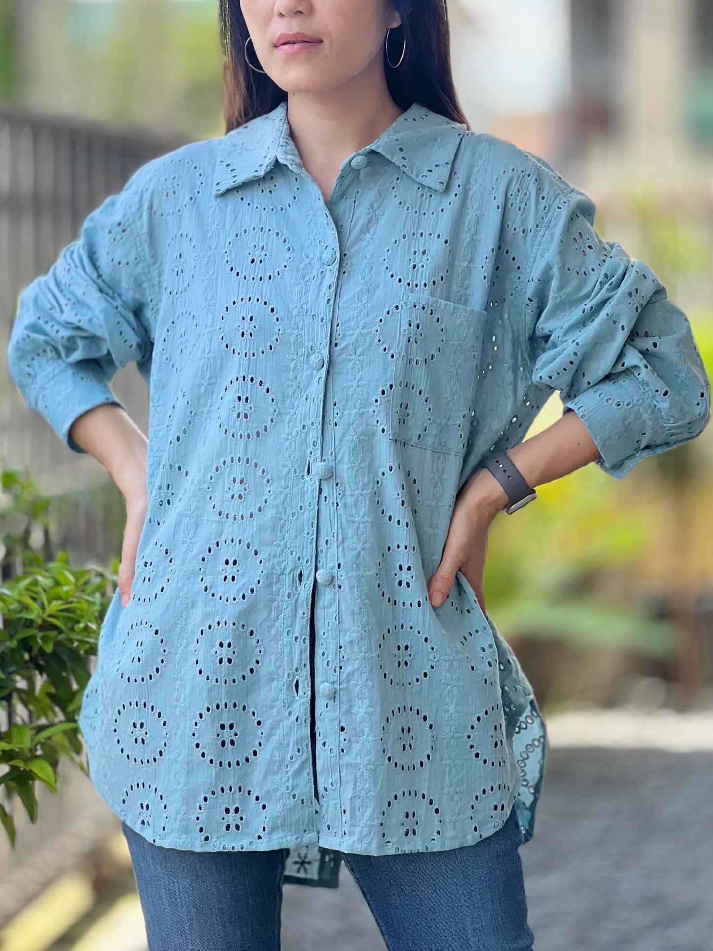 Embroidered Cotton Blouse | Cotton Loose Fit Shirt