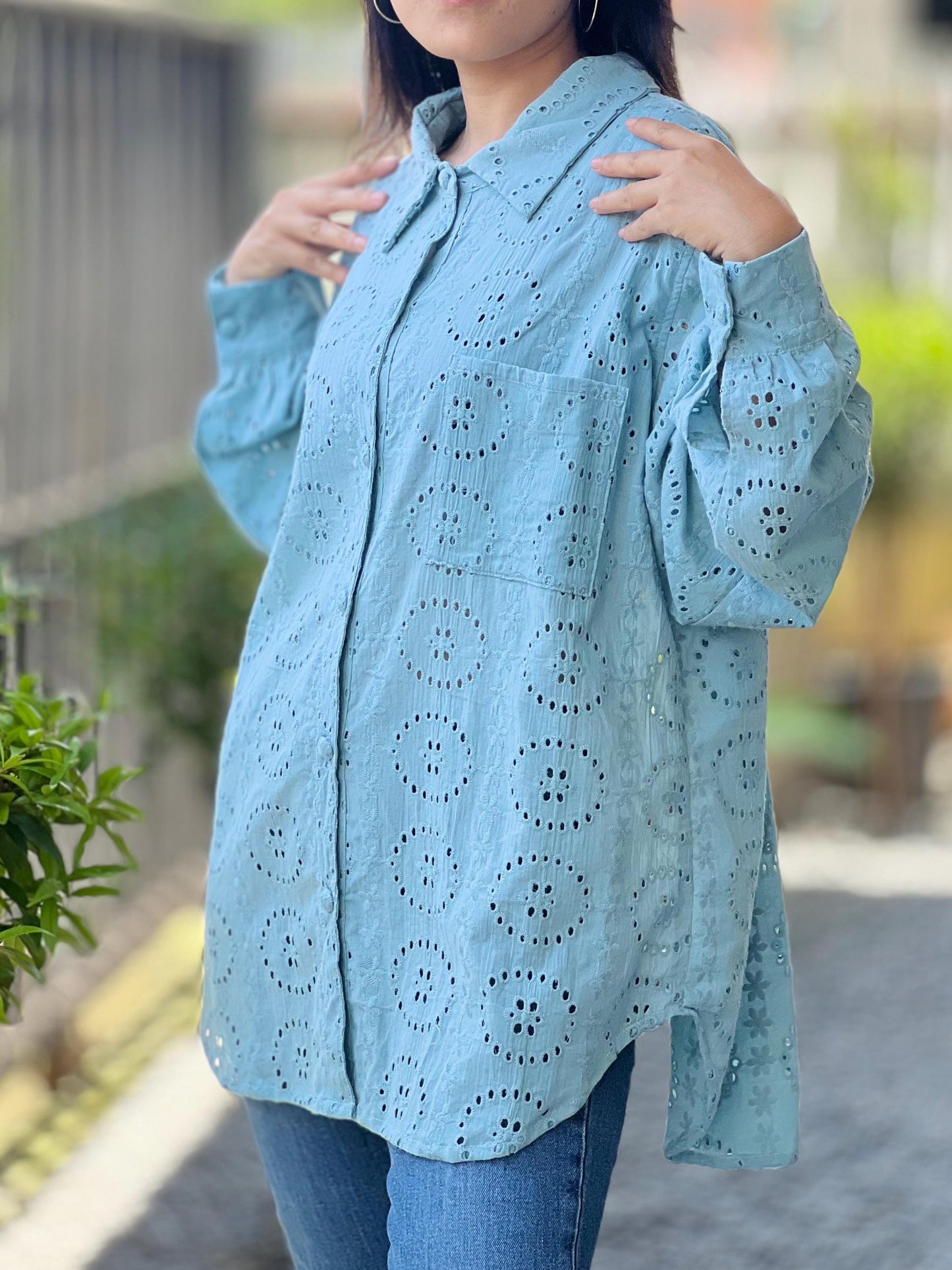 Embroidered Cotton Blouse | Cotton Loose Fit Shirt