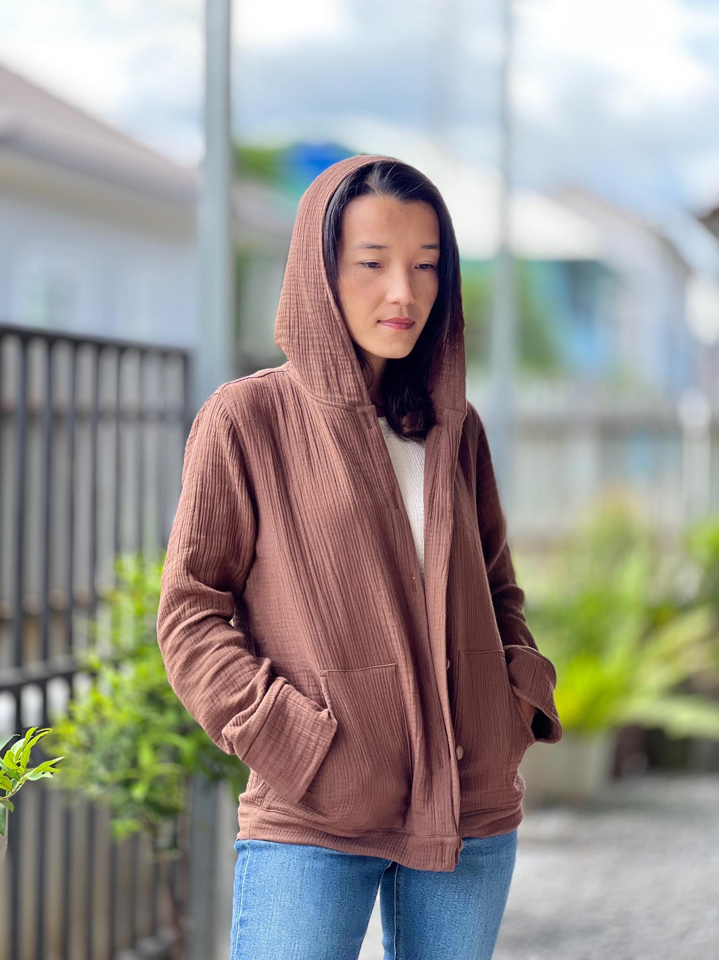 Muslin Hoodie | Triple Gauze Jacket | Resort Wear Outfit | Long Sleeve Top | Hooded Kimono Jacket | Cotton Muslin Shirt | Womens Loungewear