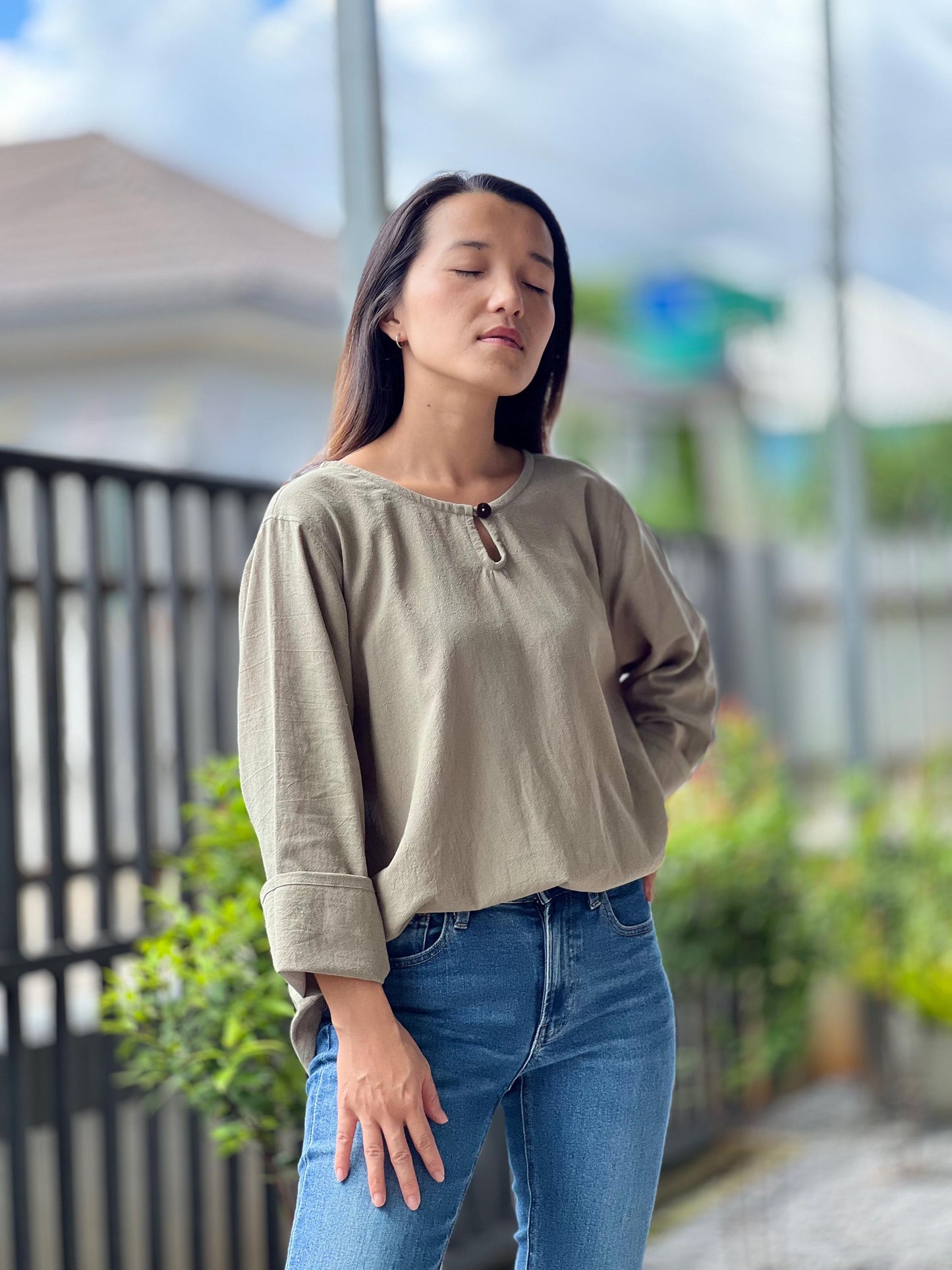 Cotton Pull Over Style Blouse
