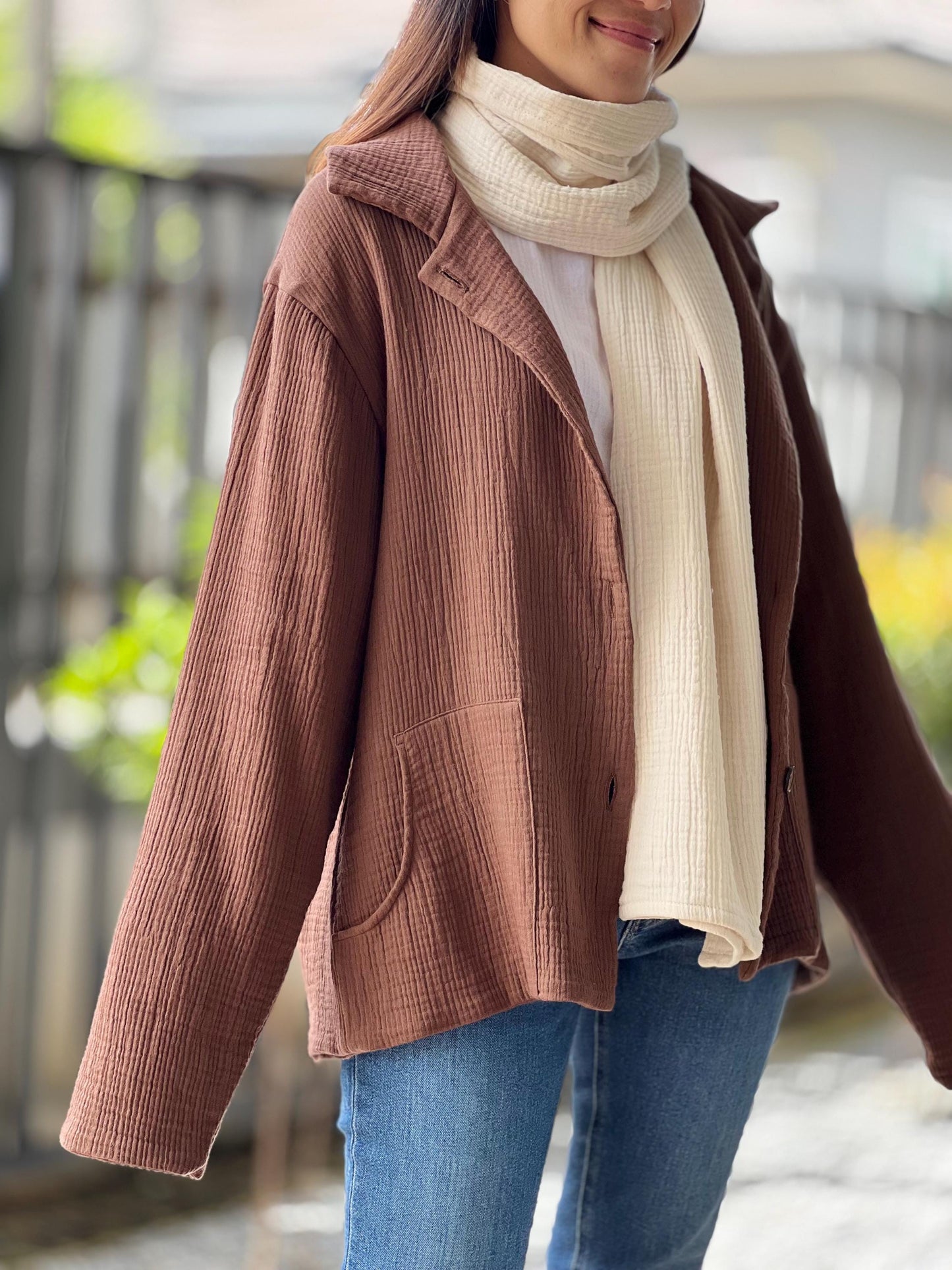 Muslin Hoodie | Triple Gauze Jacket | Resort Wear Outfit | Long Sleeve Top | Hooded Kimono Jacket | Cotton Muslin Shirt | Womens Loungewear