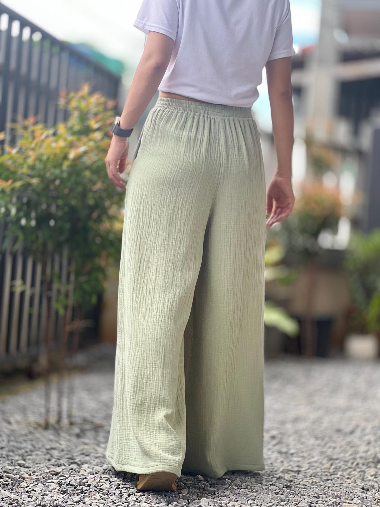 Gauze Muslin Pants |Cotton Pants |Wide Leg Pants | Muslin Maxi Pants | Loose Gauze Trousers Womens Double | Gauze Muslin Pants - Loungeware
