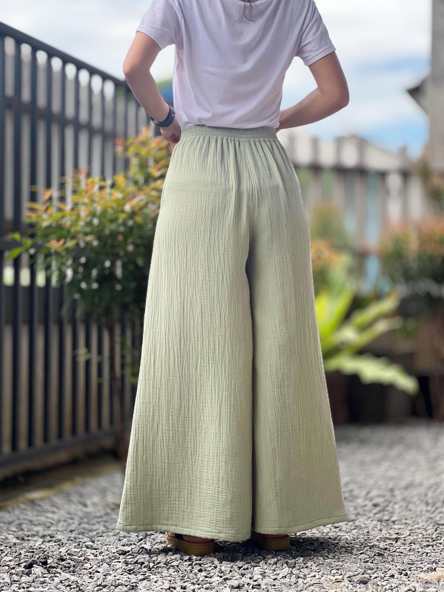 Gauze Muslin Pants |Cotton Pants |Wide Leg Pants | Muslin Maxi Pants | Loose Gauze Trousers Womens Double | Gauze Muslin Pants - Loungeware