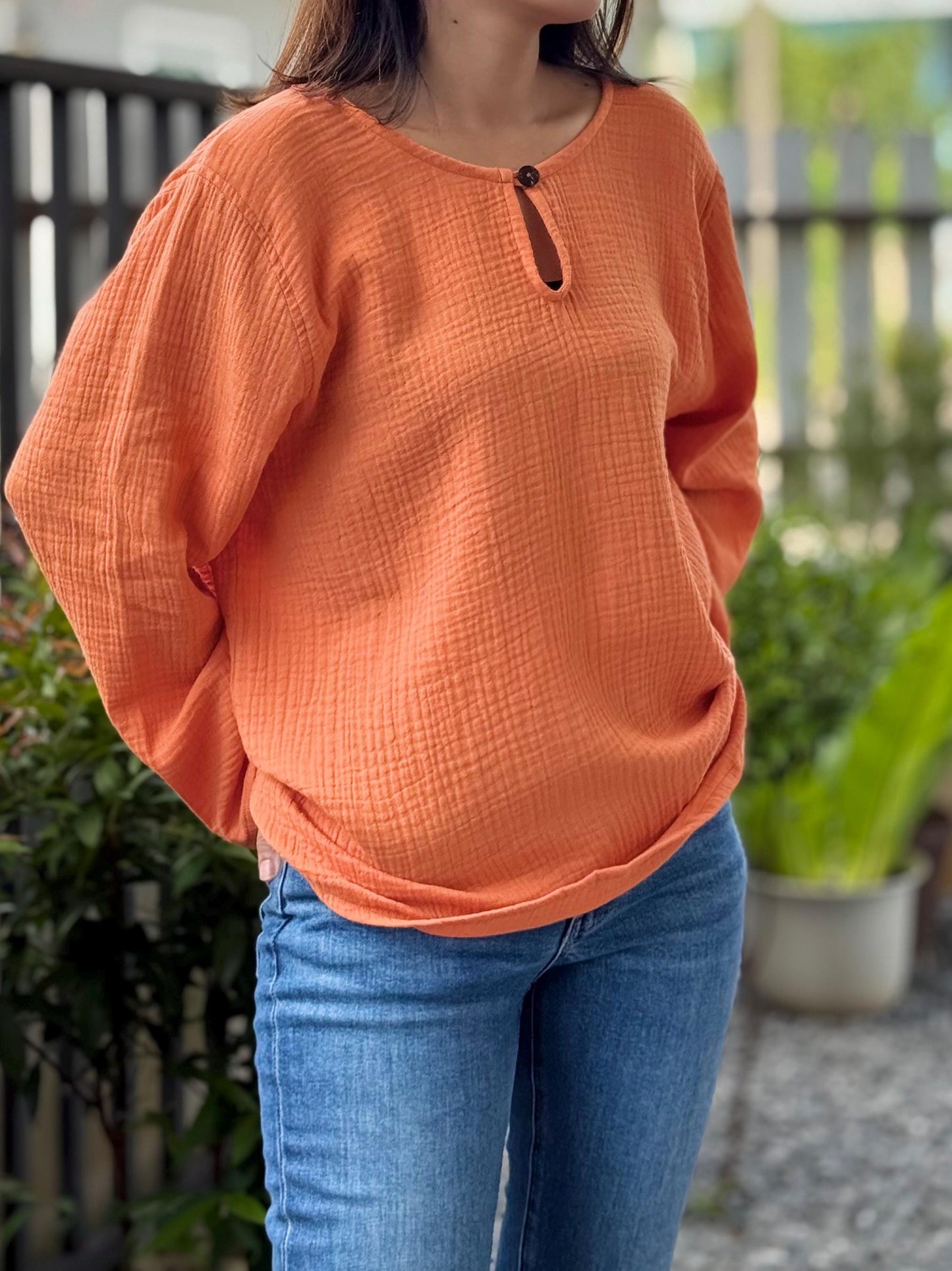 Muslin Double Gauze Pull Over Style Blouse