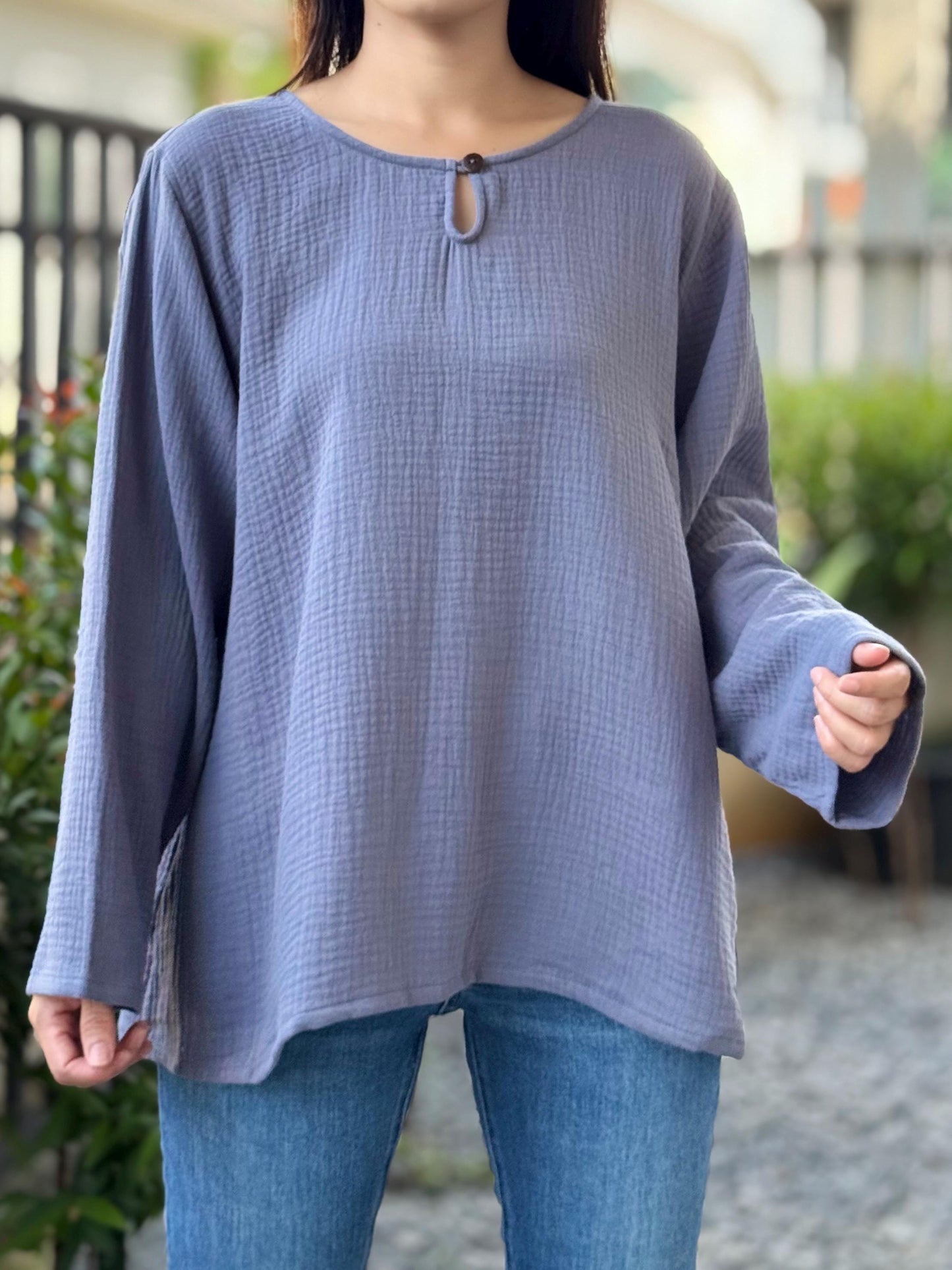 Muslin Double Gauze Pull Over Style Blouse