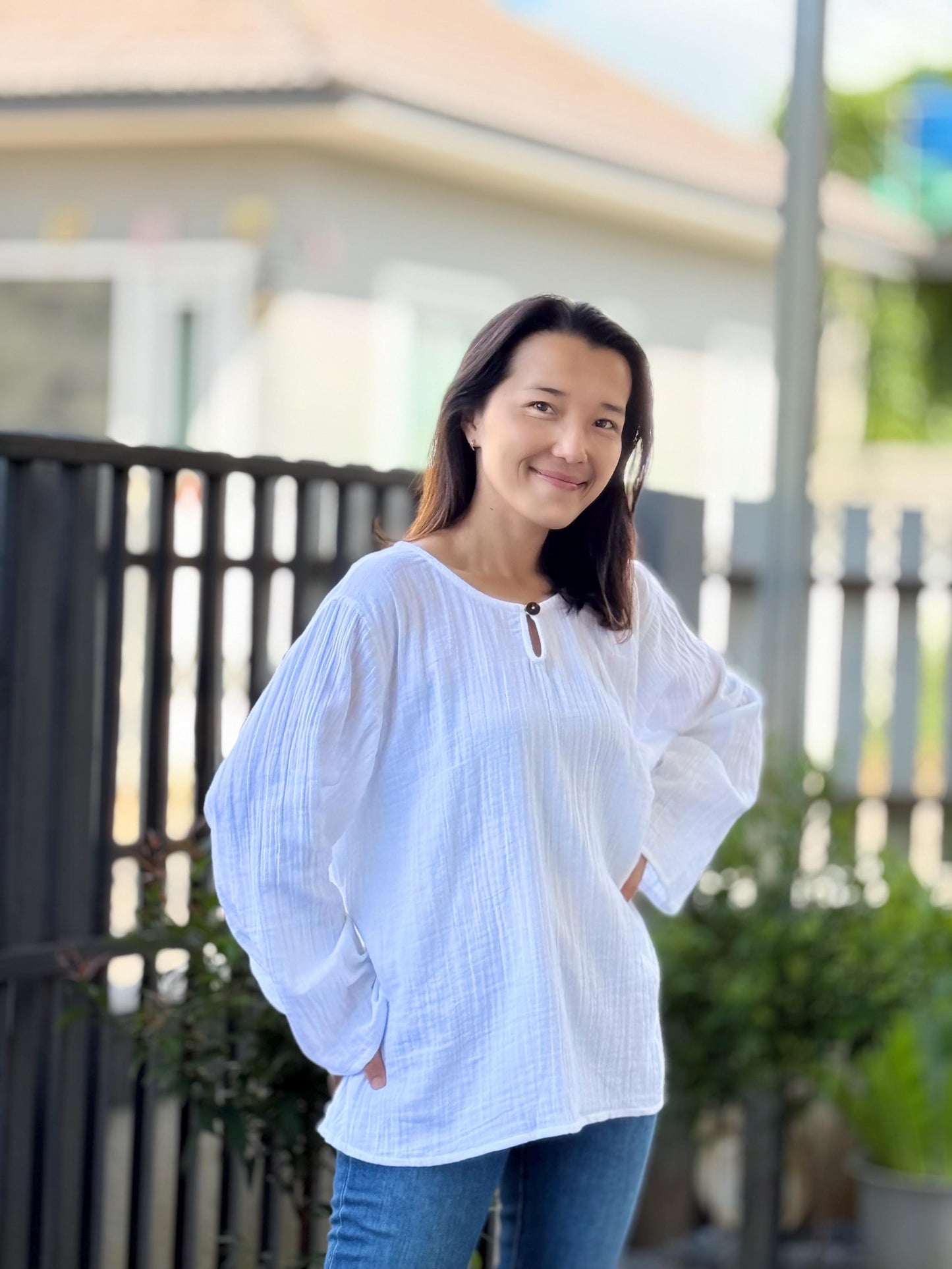 Muslin Double Gauze Pull Over Style Blouse