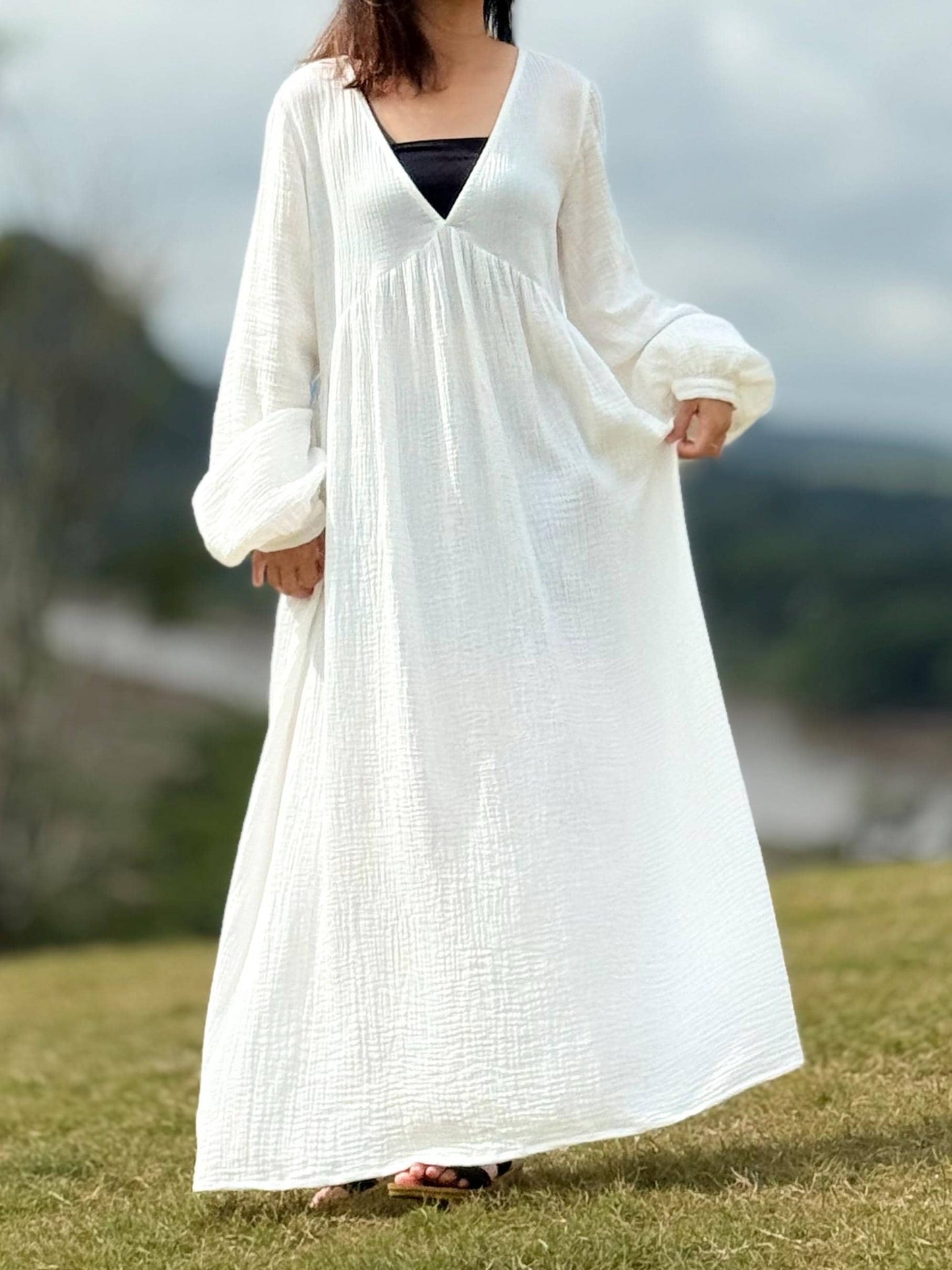 Double Gauze Dress | Cotton Cottagecore Long Dress