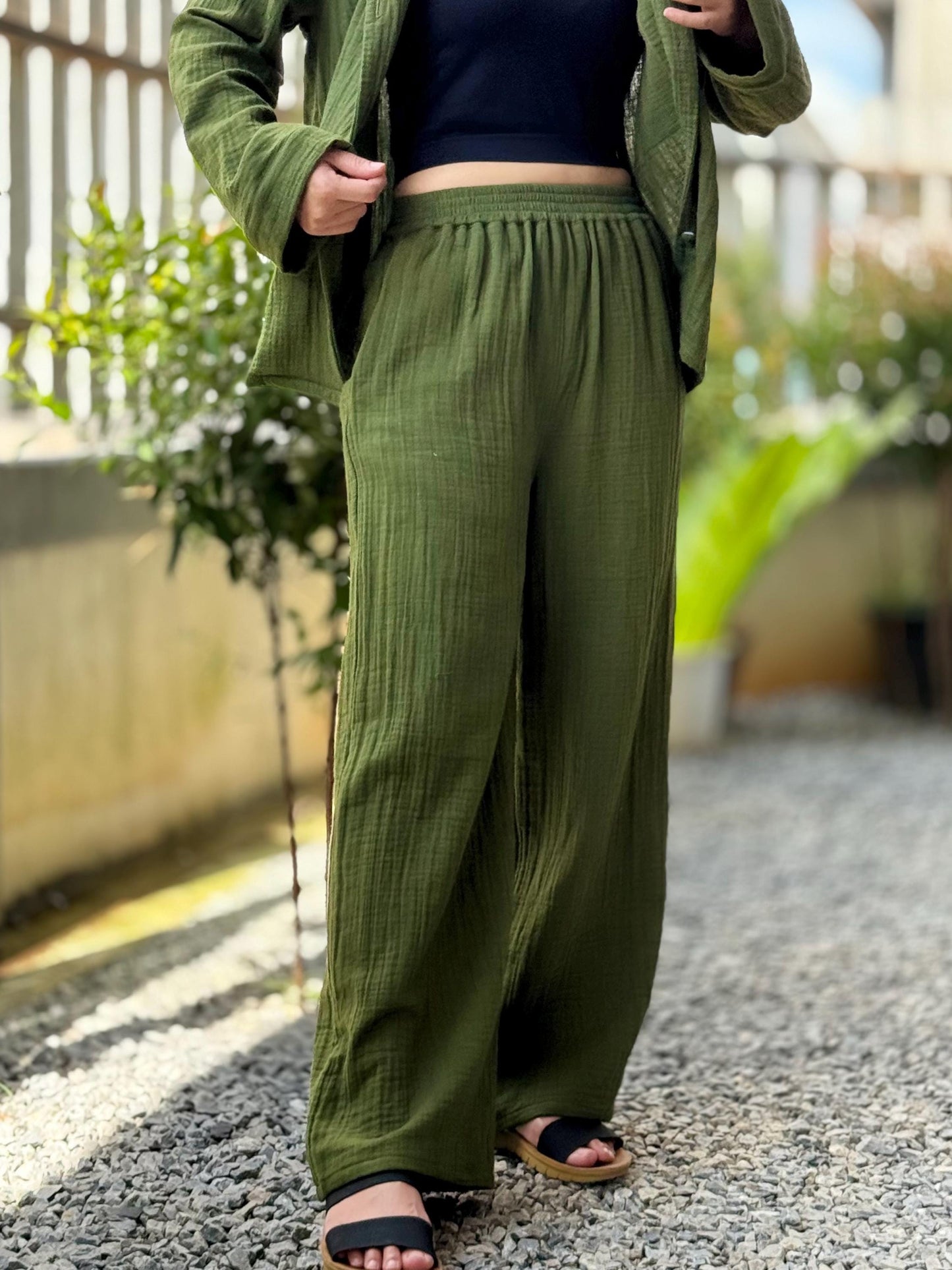 Womens Double Gauze Muslin Pants - Loungeware