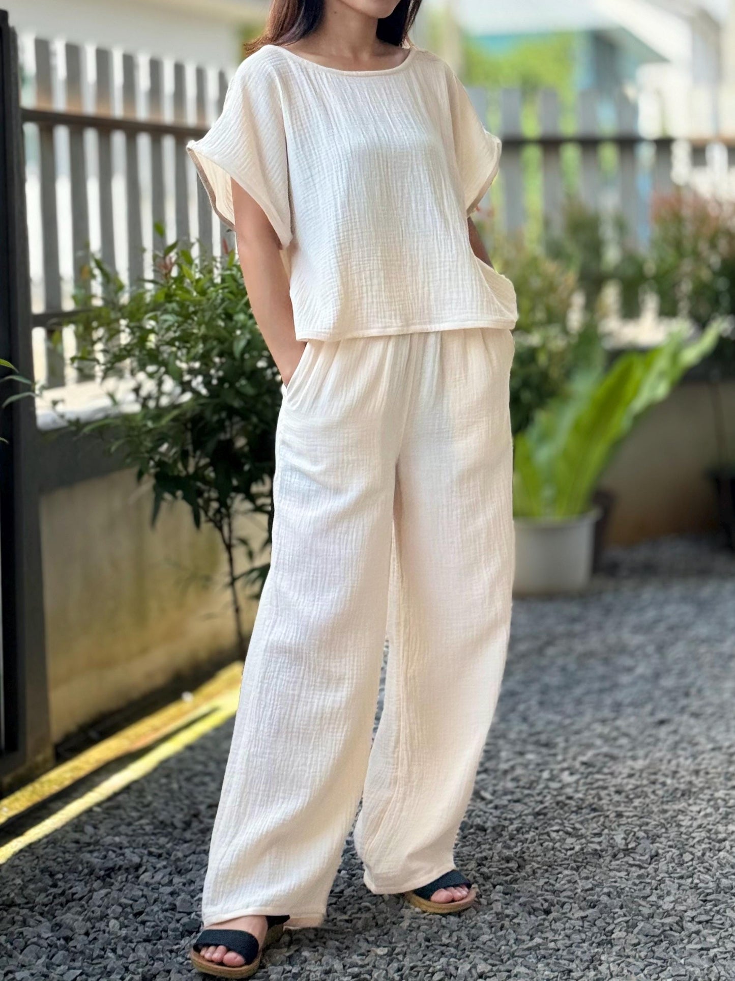 Womens Double Gauze Muslin Pants - Loungeware